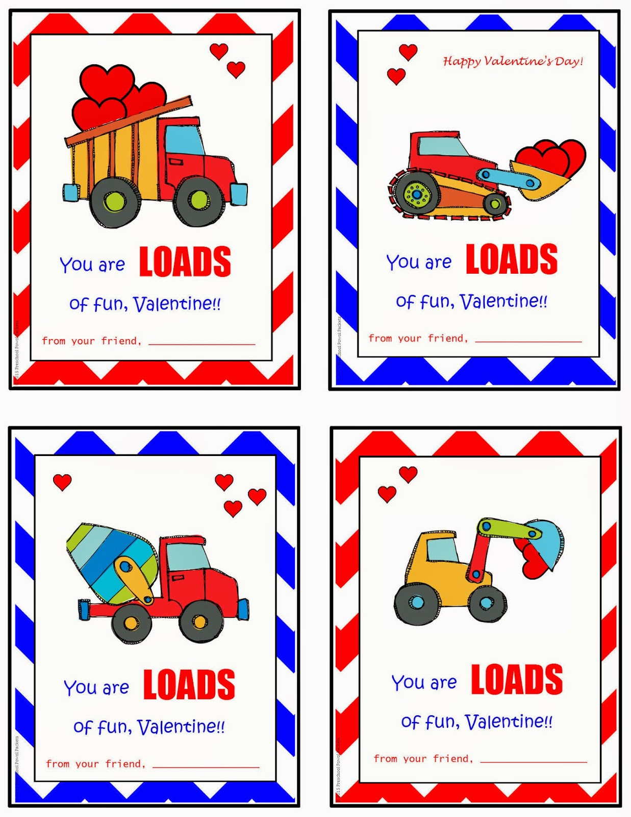Free} Printable Construction Truck Valentines! pertaining to Free Printable Construction Valentines