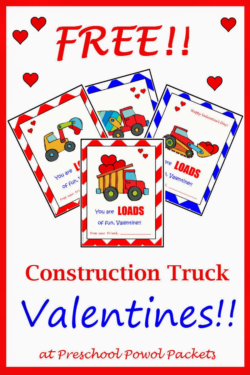 Free} Printable Construction Truck Valentines! with Free Printable Construction Valentines