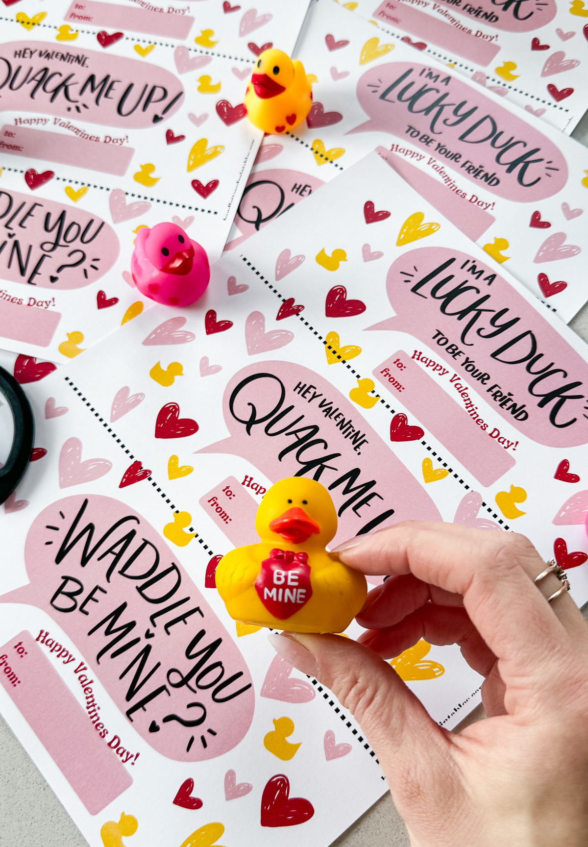 Free Printable Duck Valentines Cards - Hand Lettered Printables pertaining to Rubber Duck Valentine Printable