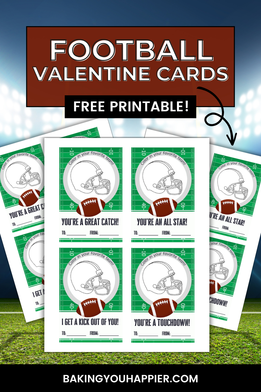 Free Printable Football Valentine Cards - Baking You Happier regarding Free Printable Football Valentines Day Cards