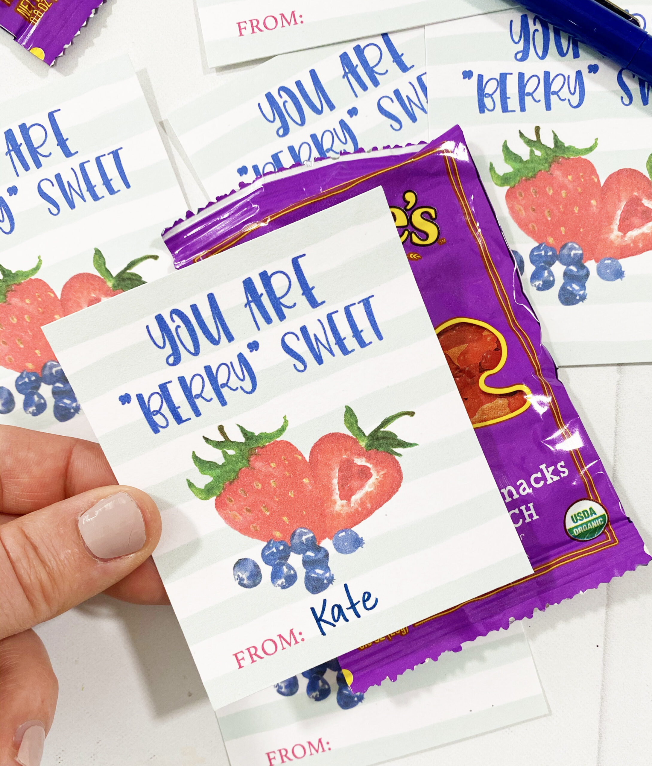 Free Printable Fruit Valentines - Pineapple Paper Co. in Free Printable Fruit Snack Valentine