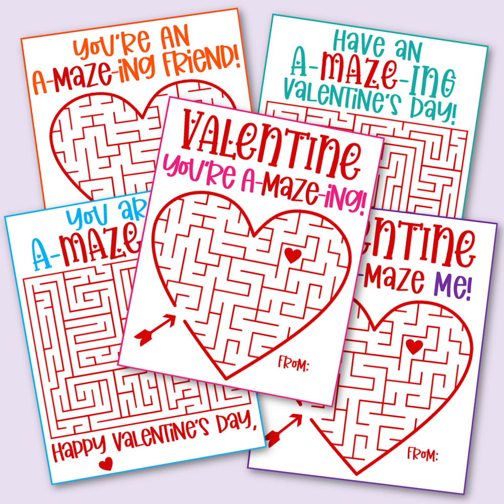 Free Printable Maze Valentine'S Day Cards - Kara Creates with regard to Printable Valentine Mazes For Kids