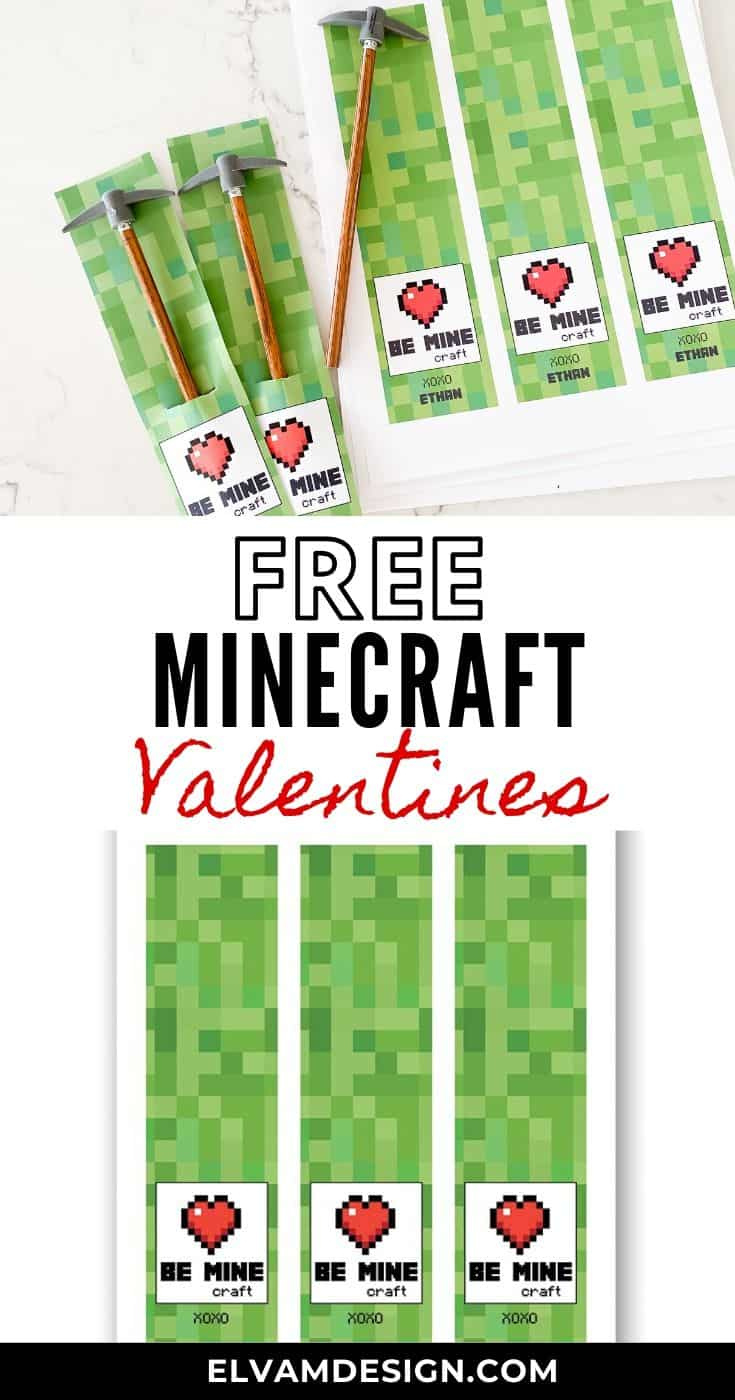 Free Printable Minecraft Valentine'S Day Card - Elva M Design Studio inside Free Minecraft Valentine Printables