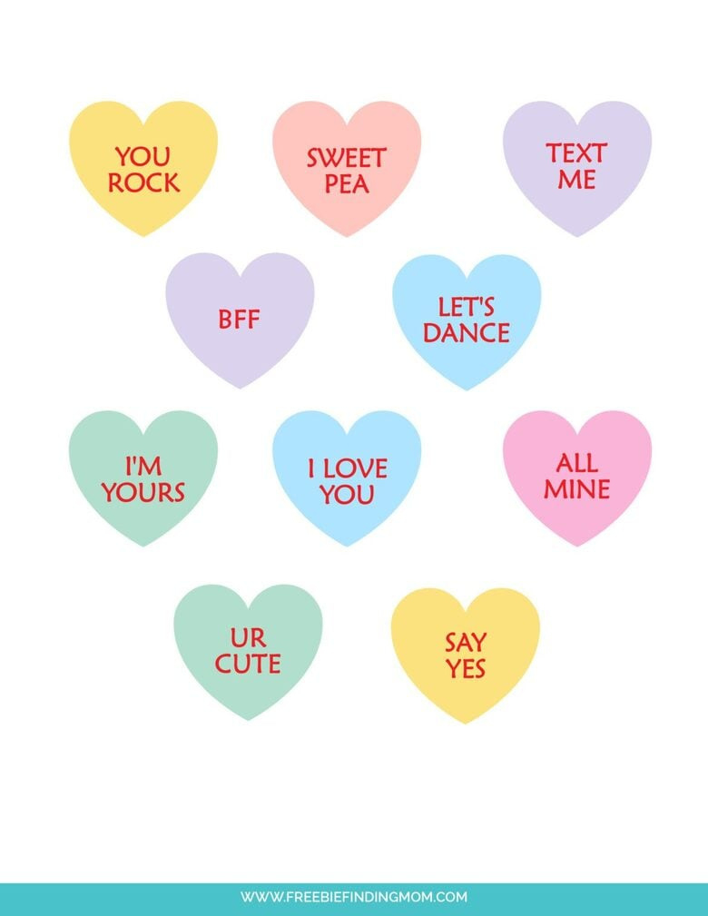 Free Printable Original Conversation Hearts Sayings for Printable Valentine Hearts With Sayings