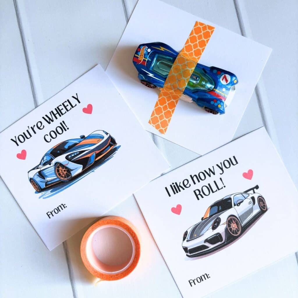 Free Printable Race Car Valentines For Kids! - Simply Full Of Delight pertaining to Hot Wheels Valentine Printables