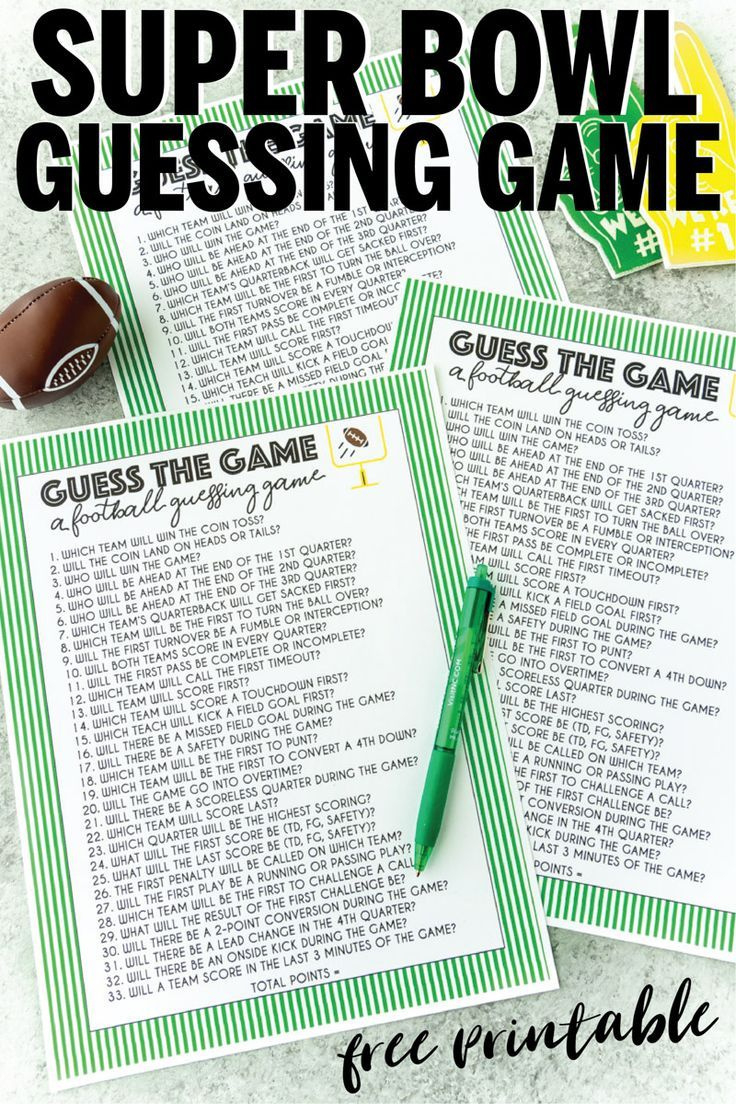 Free Printable Super Bowl Game in Super Bowl Game Printable