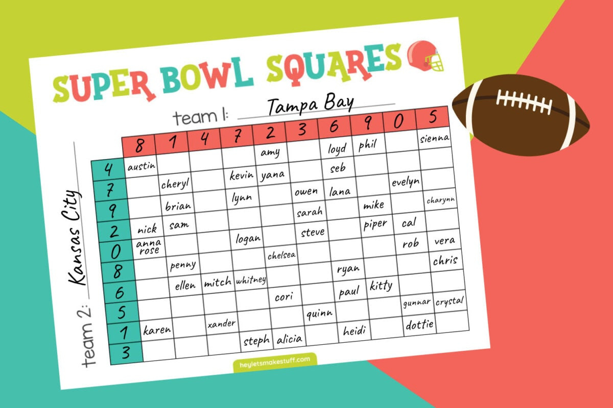 Free Printable Super Bowl Squares - Hey Let&amp;#039;S Make Stuff with Printable Super Bowl Game