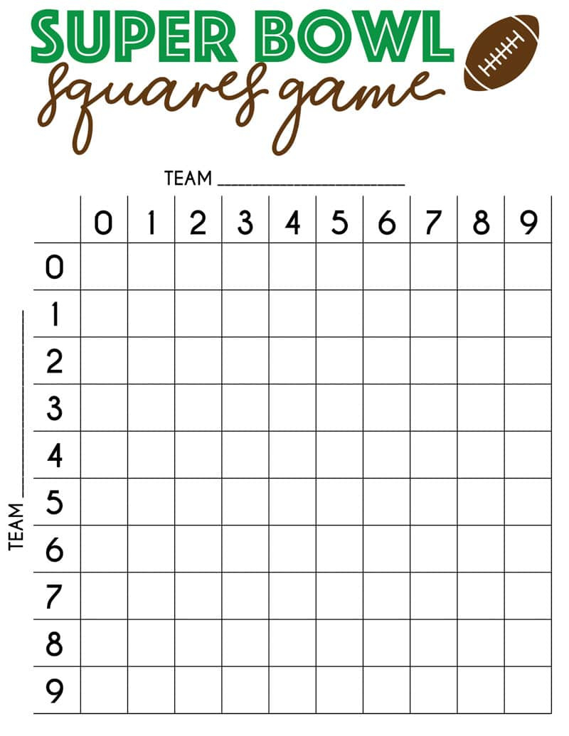 Free Printable Super Bowl Squares Template - Play Party Plan regarding Free Printable Super Bowl Boards