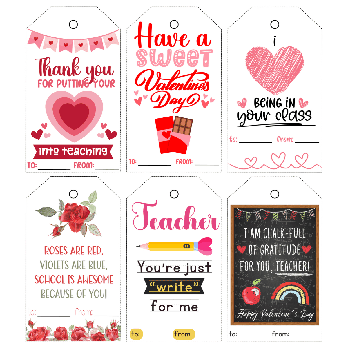 Free Printable Teacher Valentine Tags - Prudent Penny Pincher pertaining to Printable Valentine Tags For Teachers