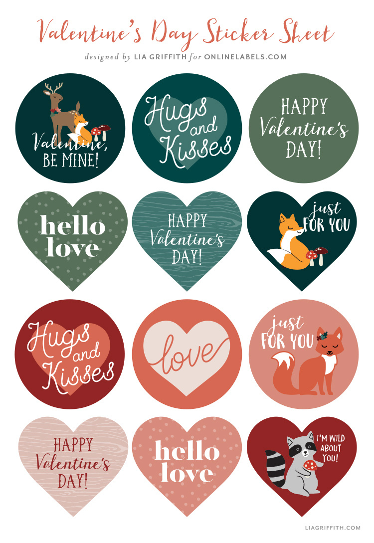 Free Printable Valentine Labels - Lia Griffith throughout Printable Valentines Day Stickers