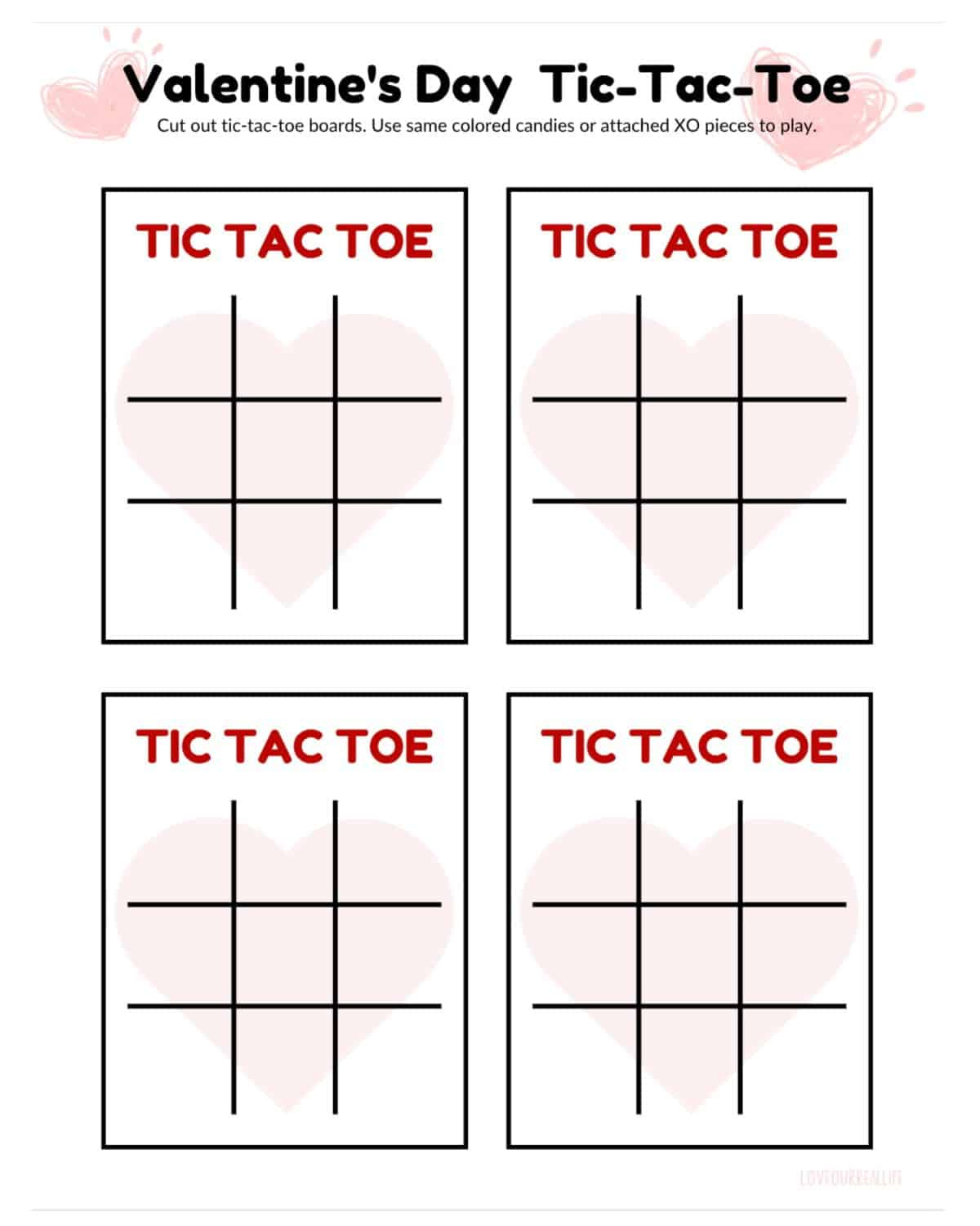 Free Printable Valentine Tic Tac Toe Cards ⋆ Love Our Real Life with Tic Tac Toe Valentine Printable