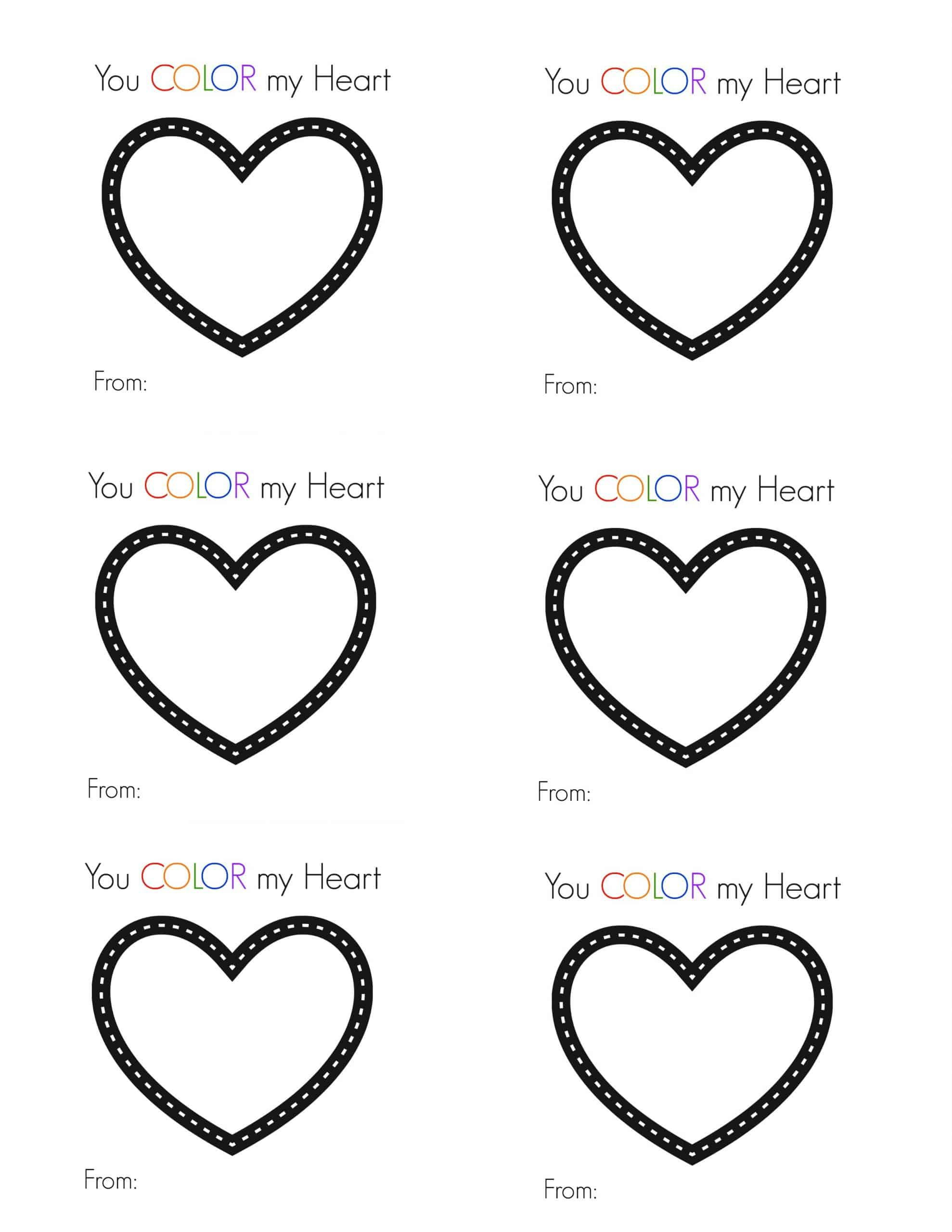 Free Printable Valentine - You Color My Heart - Suburban Wife inside Free Printable Color Your Heart Out Valentine Printable
