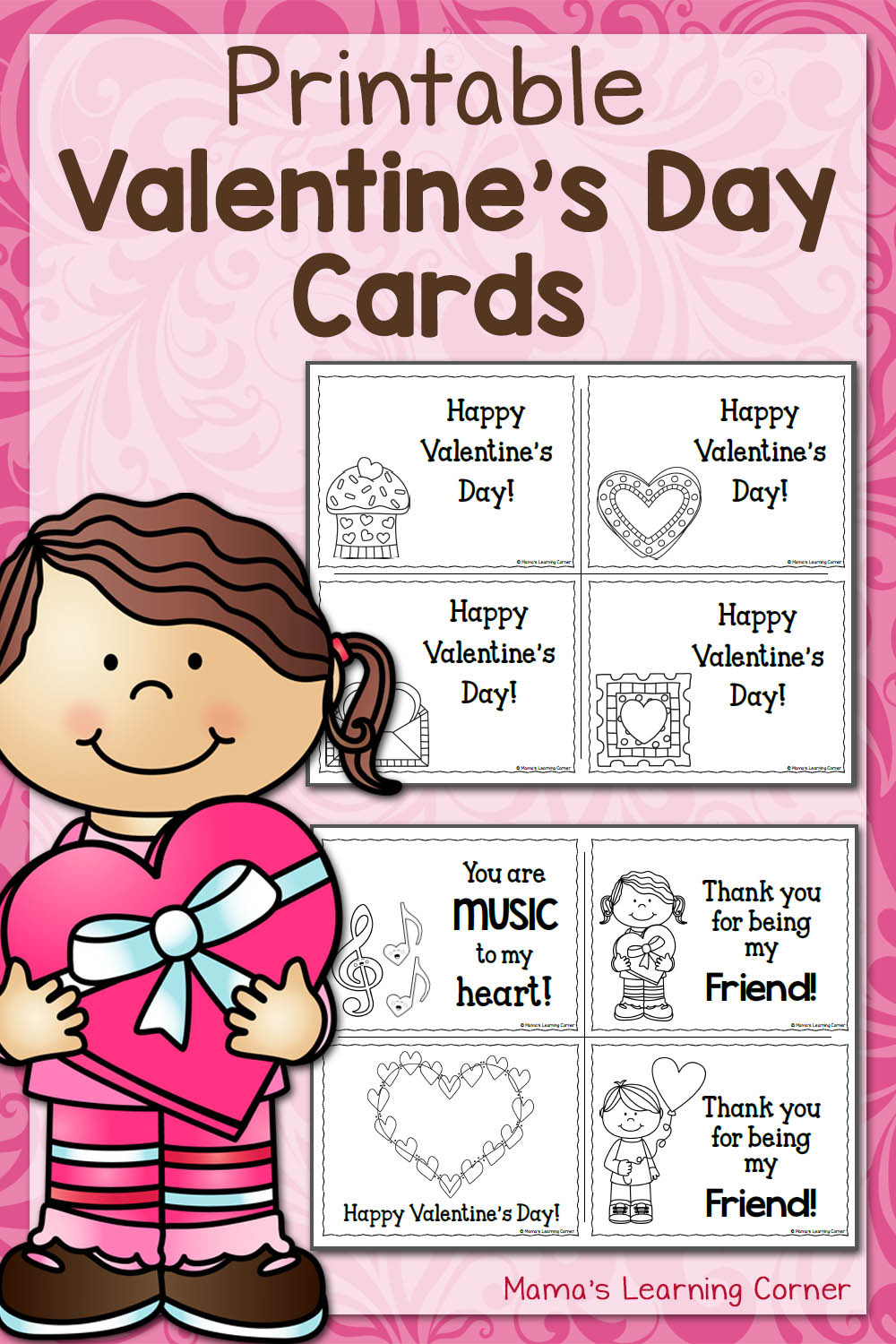 Free Printable Valentines Cards For School (Color Your Own with Printable Valentine Cards For Kids