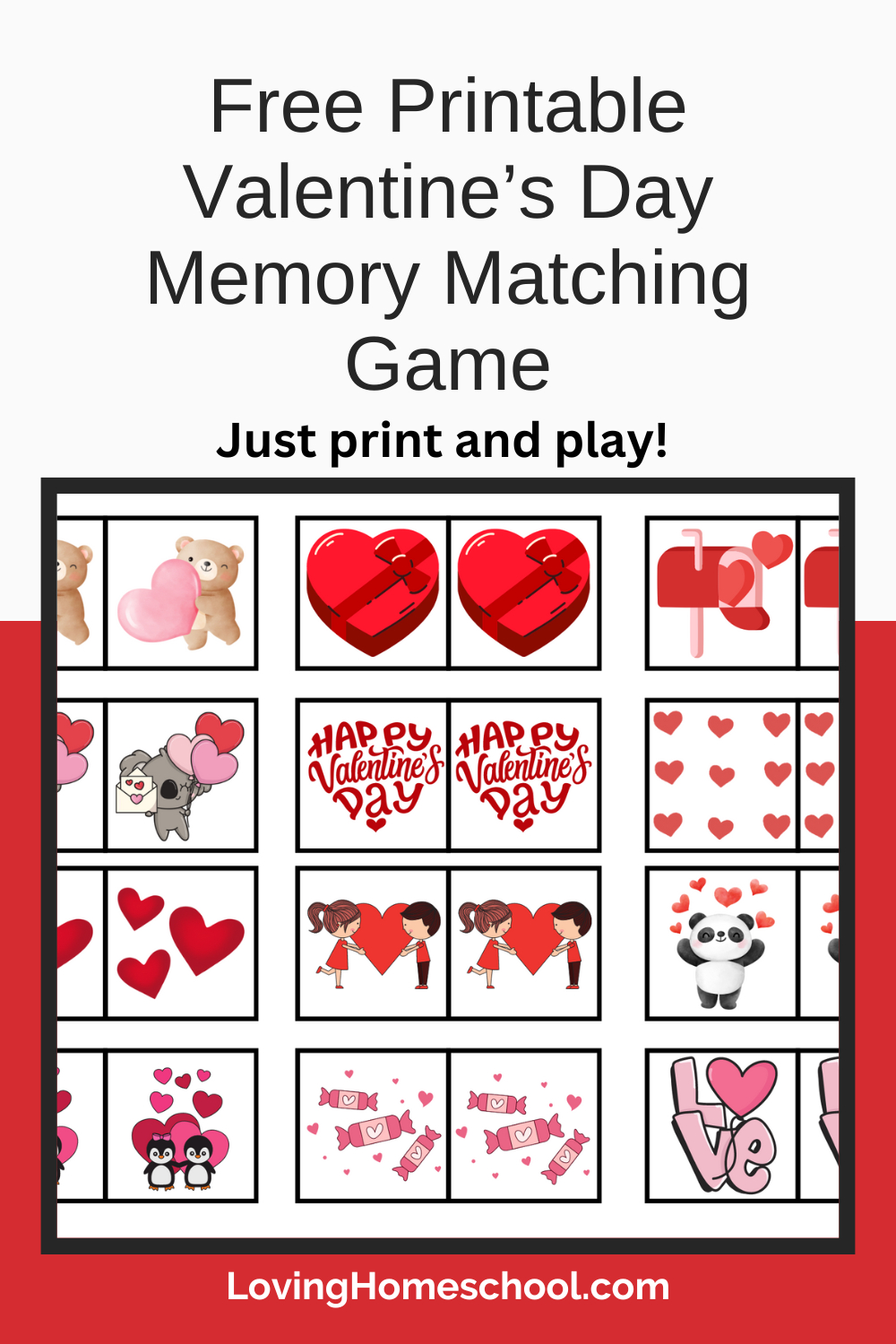 Free Printable Valentine&amp;#039;S Day Memory Matching Game throughout Printable Valentine Games