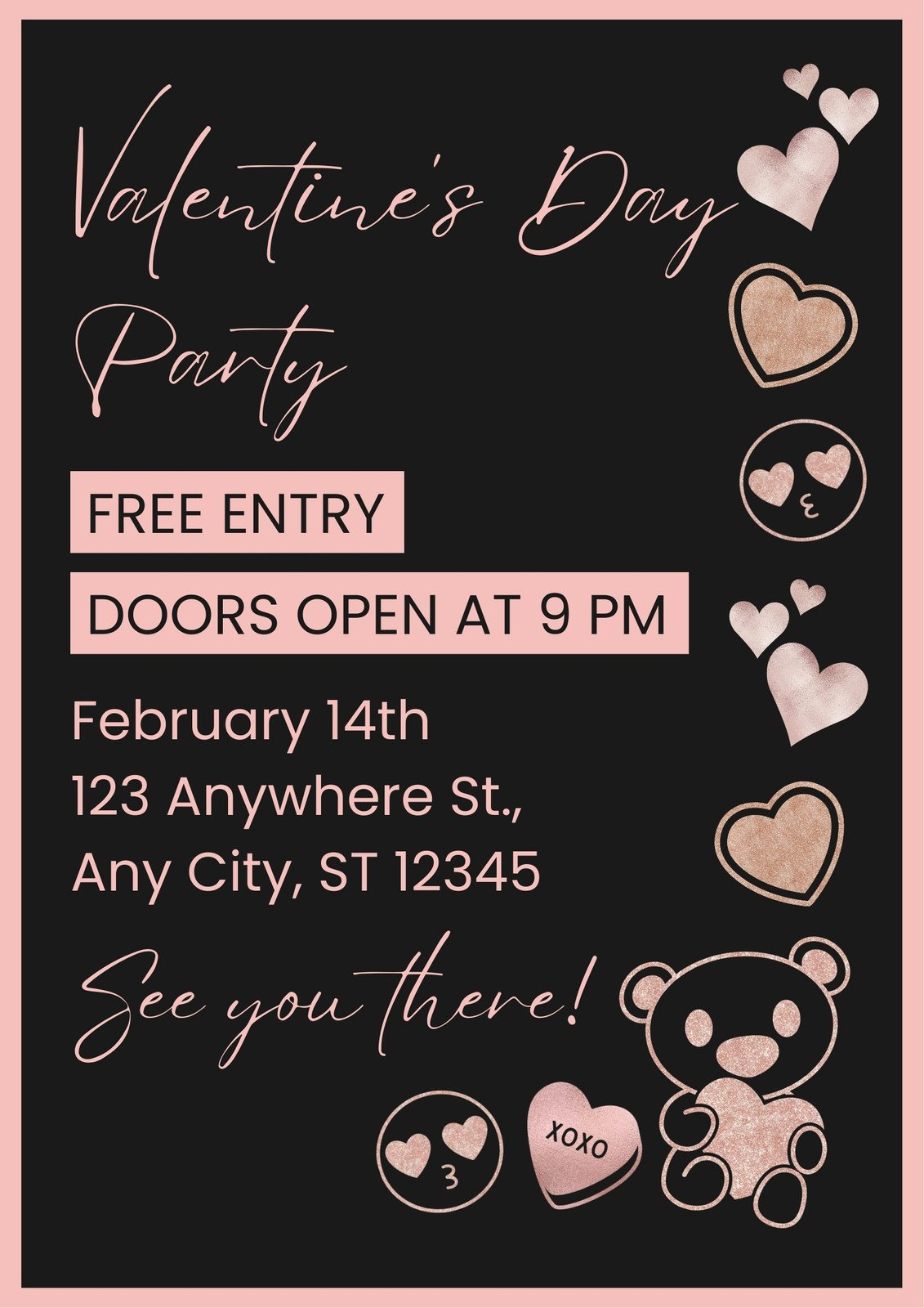 Free Printable Valentine'S Day Poster Templates | Canva within Printable Valentine Invitations