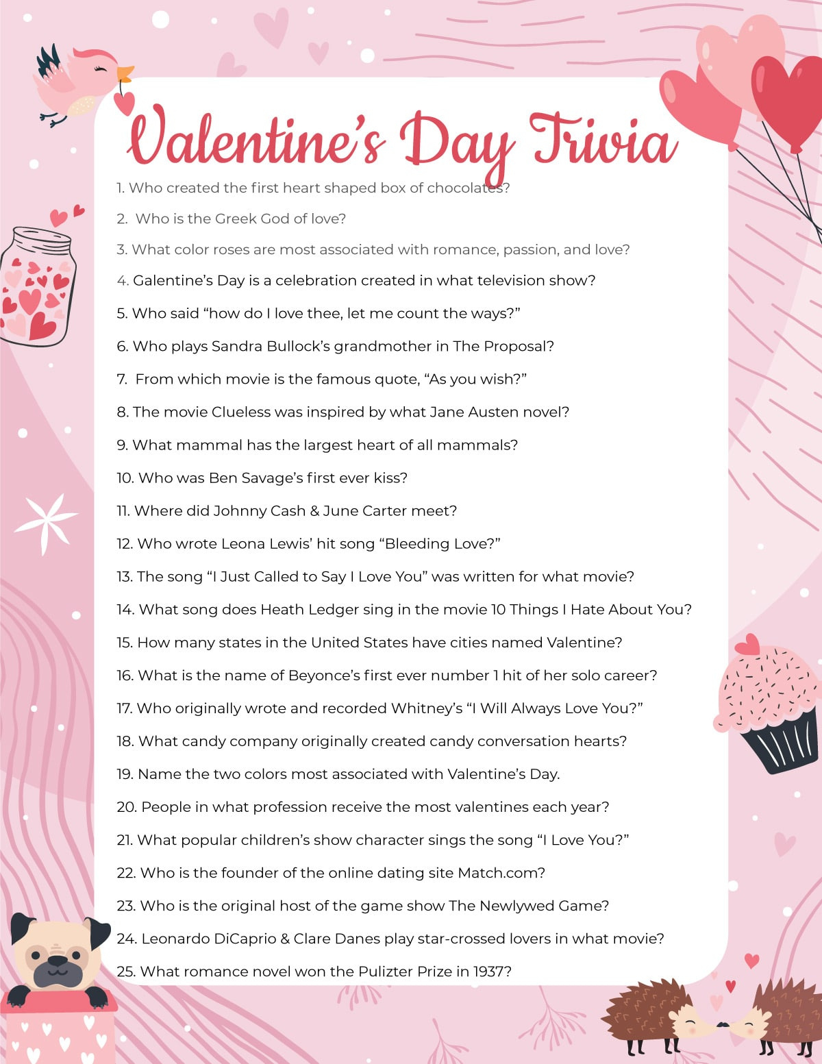 Free Printable Valentine'S Day Trivia Game - Play Party Plan within Printable Valentine Trivia And Answers