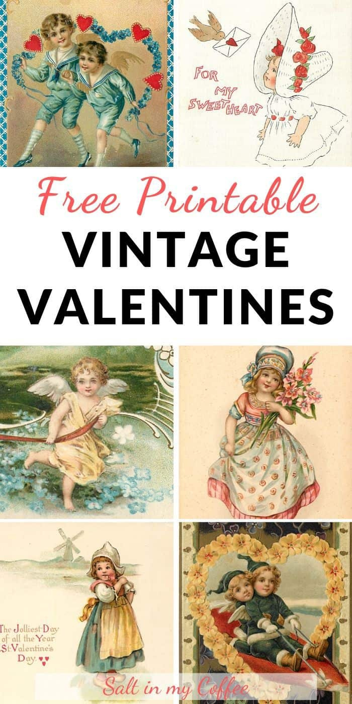 Free Printable Vintage Valentines - Salt In My Coffee for Printable Vintage Valentine Cards