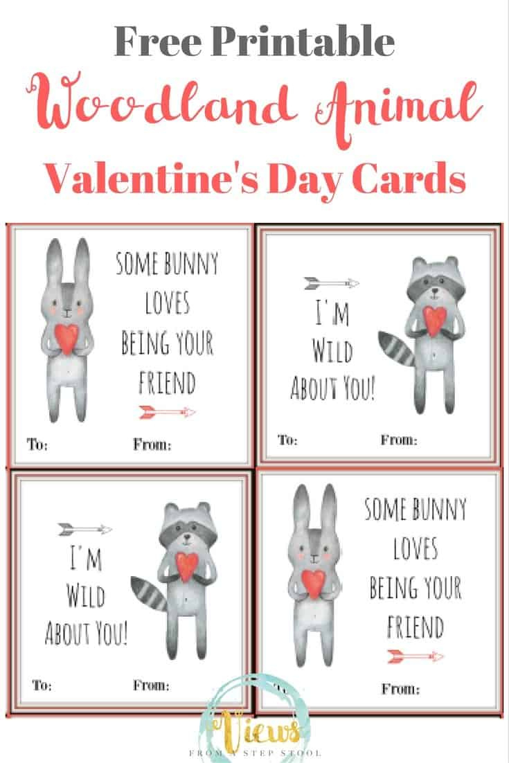 Free Printable Woodland Animal Valentines - Views From A Step Stool for Free Printable Animal Valentines
