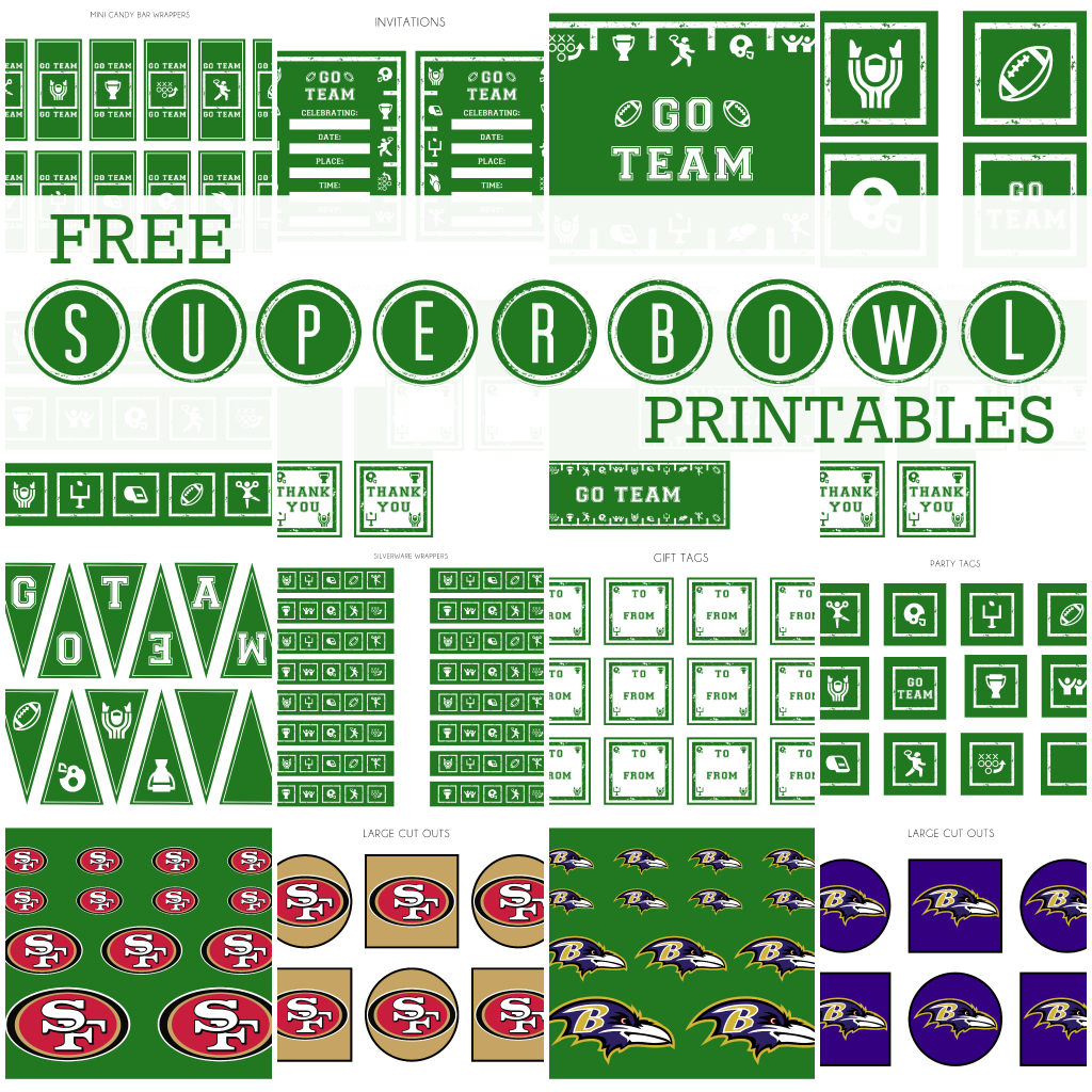Free Super Bowl Party Party Printables | Catch My Party with Free Printable Super Bowl Decorations