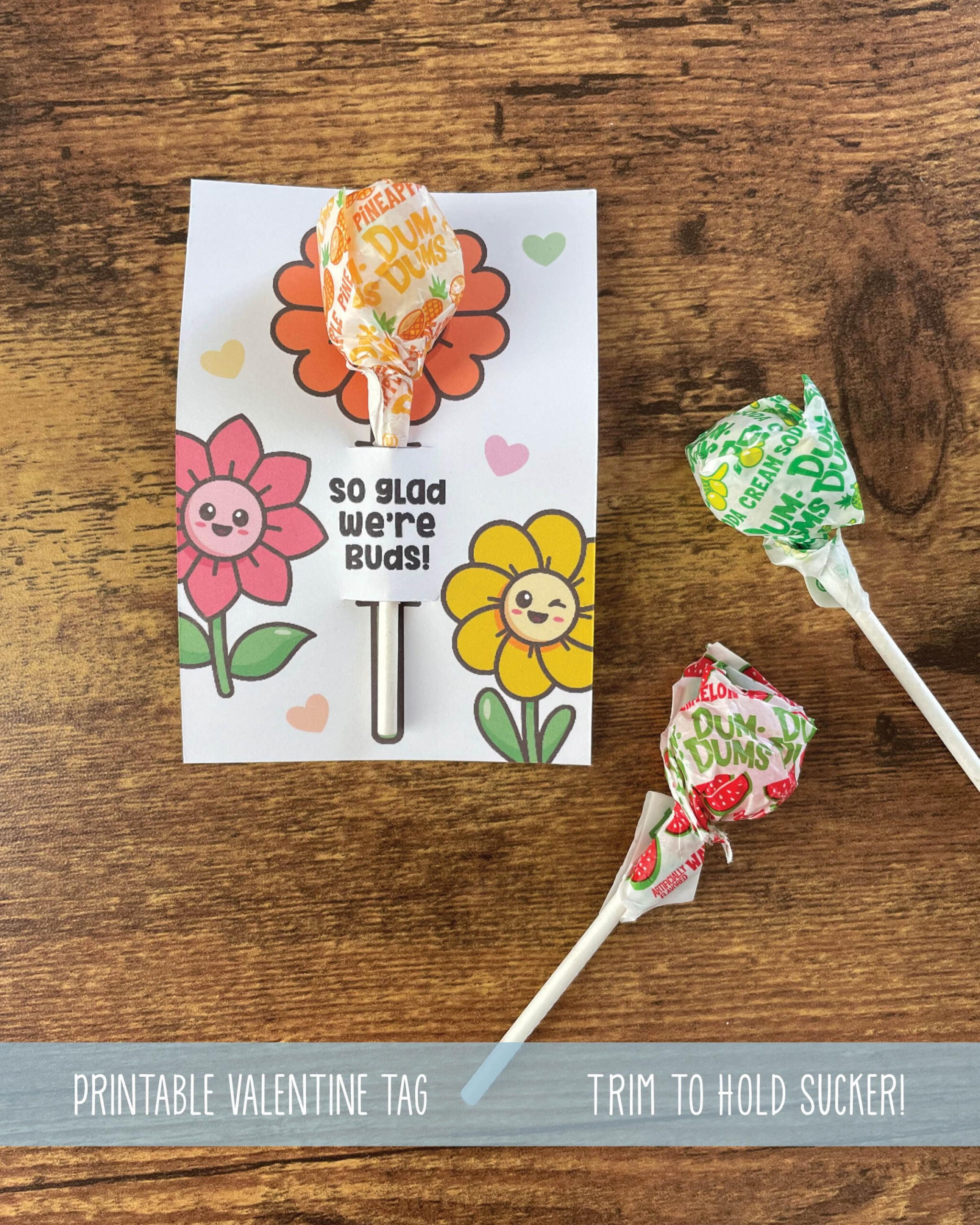 Glad We&amp;#039;Re Buds, Blumenkarte Für Lolli, Suckers, Drucken Sie Ihre within Dum Dum Valentine Printable