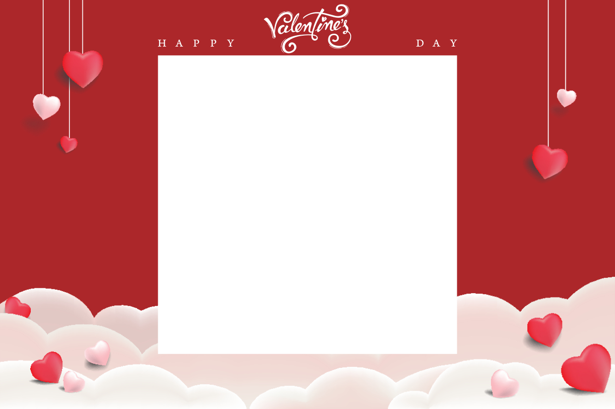 Hearts And Clouds Valentine&amp;#039;S Day Selfie Frame Template | Square Signs for Printable Valentine Picture Frames
