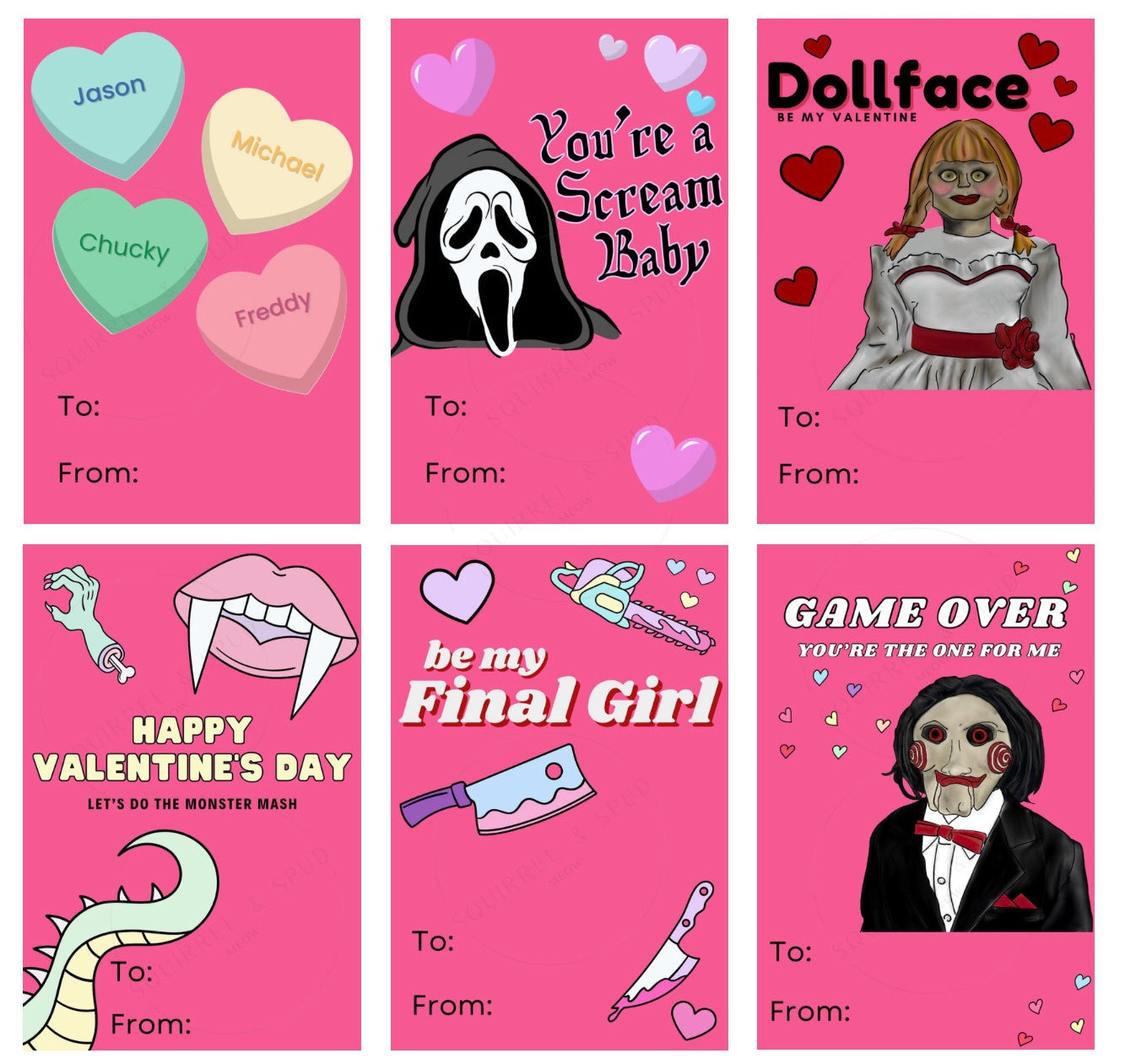 Horror Movie Valentine Downloadable Printable Fun Valentines - Printable Valentine - Downloadable Valentines intended for Printable Horror Valentines Card