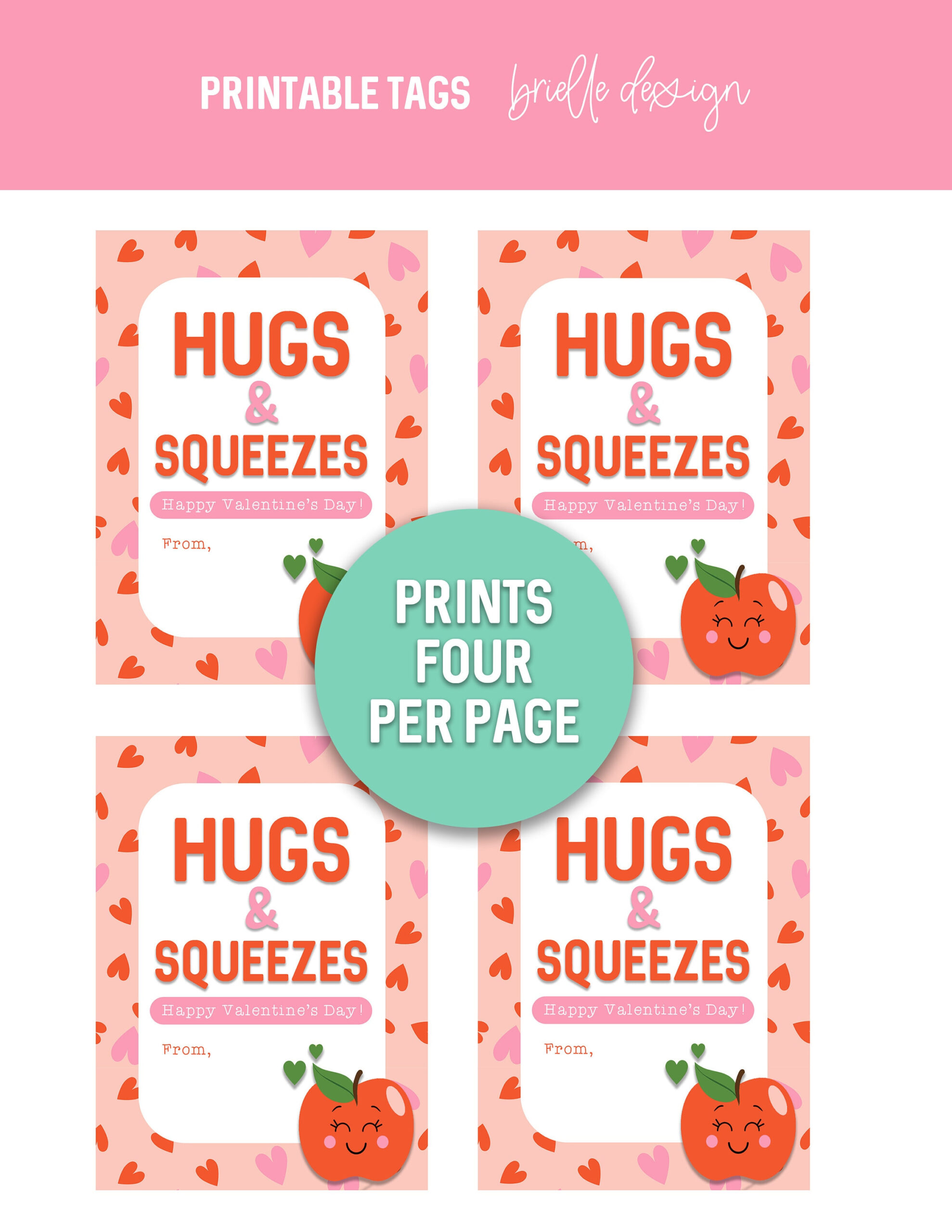 Hugs And Squeezes, Valentine Printable, Valentines Tag, Class inside Hugs And Squeezes Valentine Printable Free