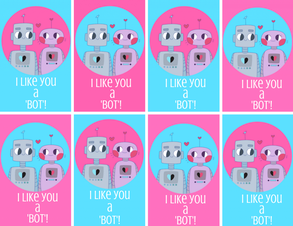 I Like You A Bot Robot Valentine Printable- Free Valentine&amp;#039;S Robot intended for I Like You A Bot Valentine Printable