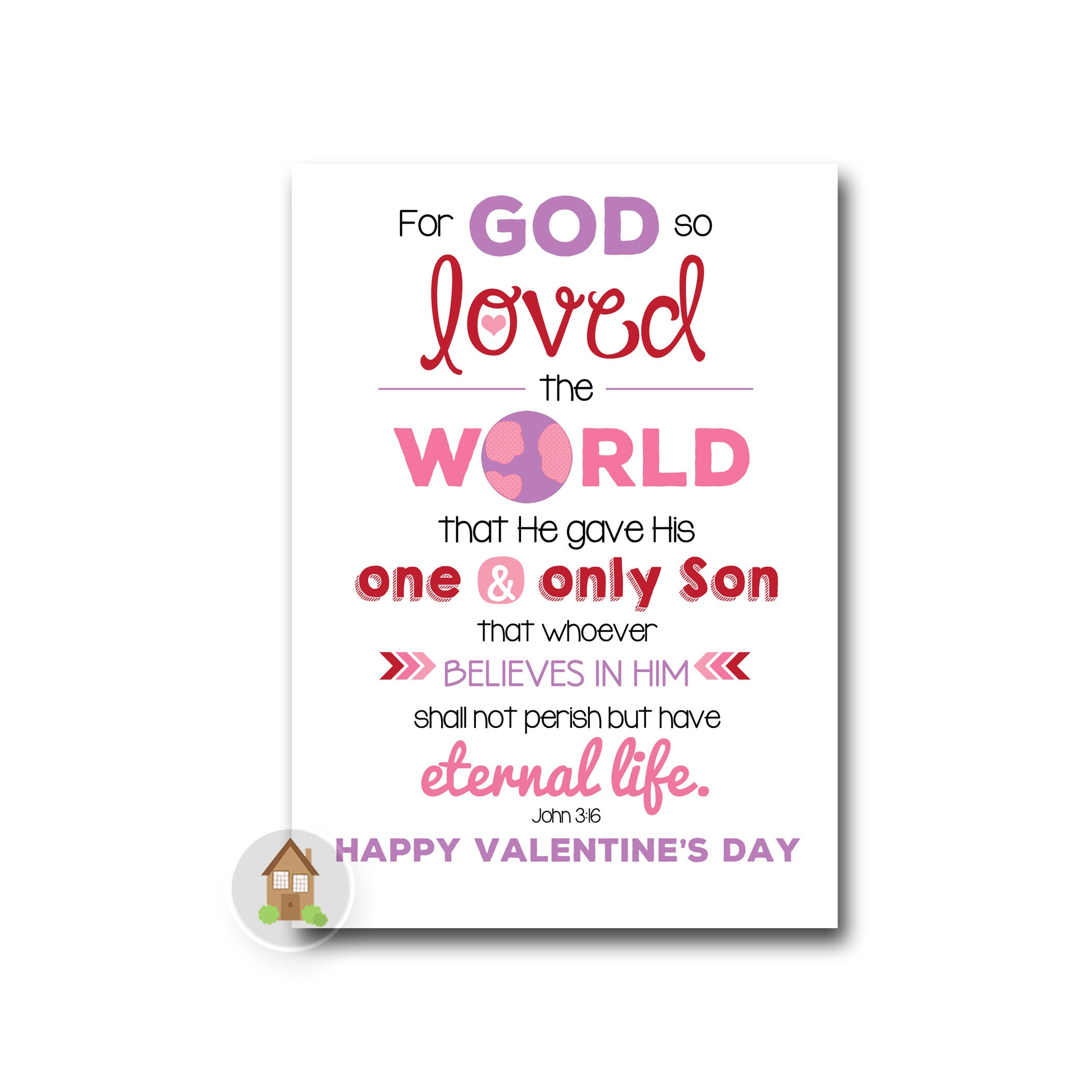 John 3:16 Printable Valentine'S Day Card | Diy Printable | For God within Valentine For God So Loved Verse Printable