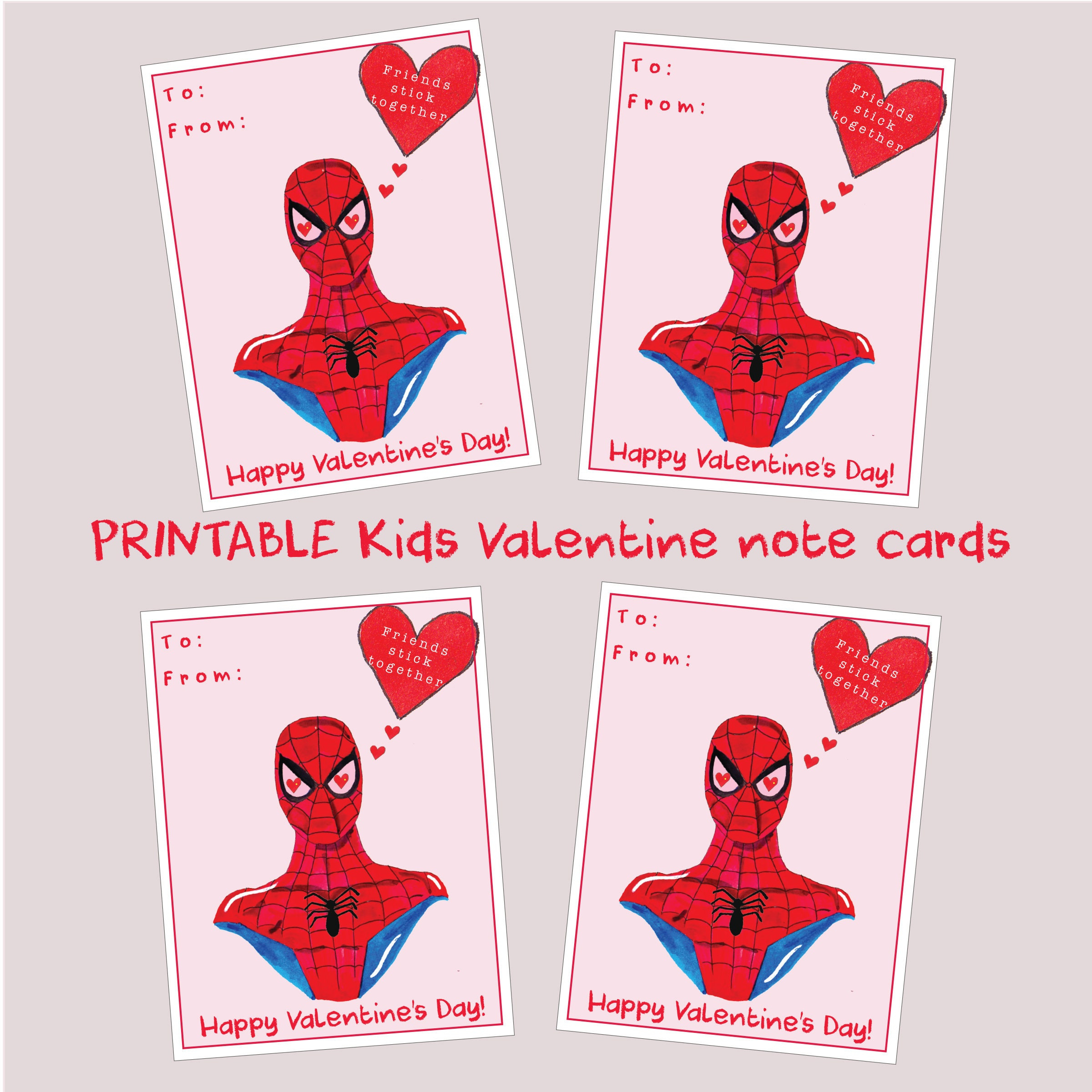Kids Printable Spiderman Note Cards - Classroom Valentine - School inside Spiderman Valentine Cards Printable