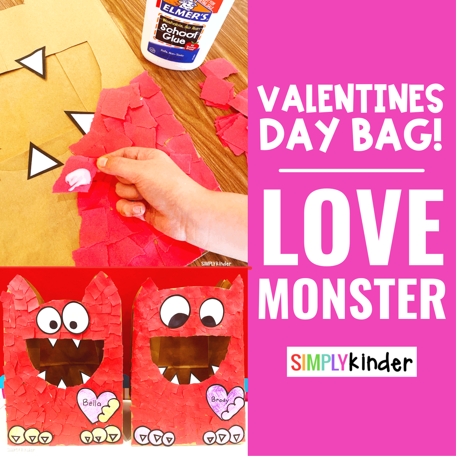 Love Monster Valentine Day Bag - Simply Kinder inside Printable Valentine Bag Decorations