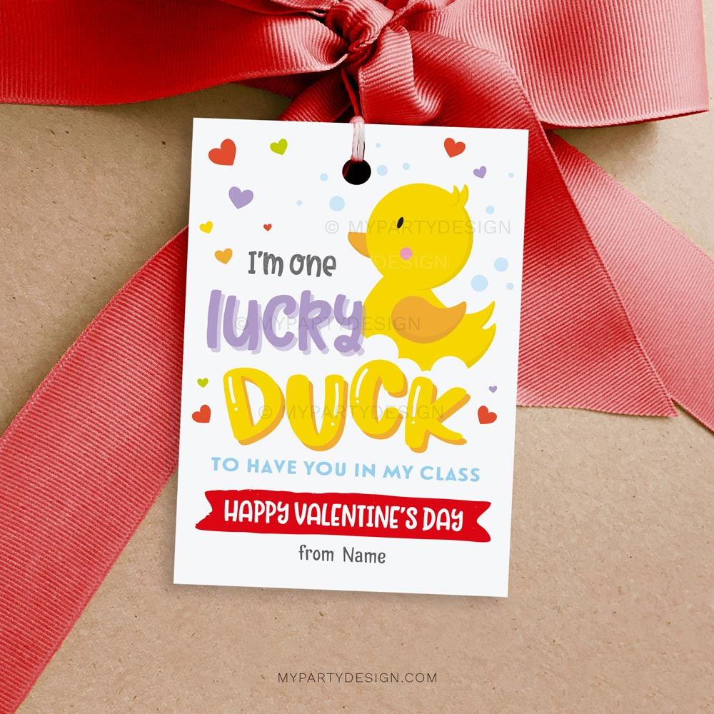 Lucky Duck Valentines, Printable Tags / Cards - My Party Design for Lucky Duck Valentine Printable