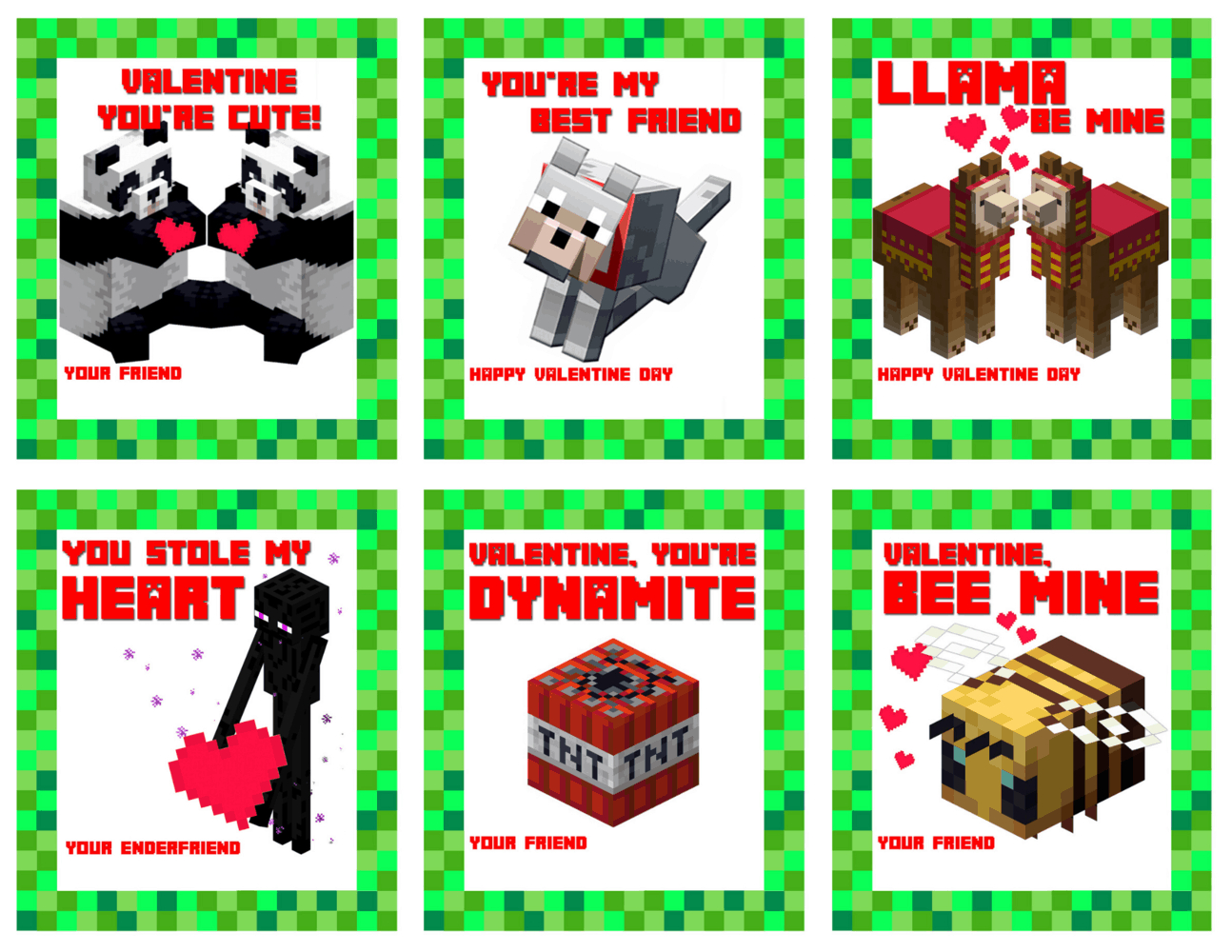 Make A Minecraft Valentine Cards For Your Kid&amp;#039;S Classroom with Printable Minecraft Valentines Day Cards