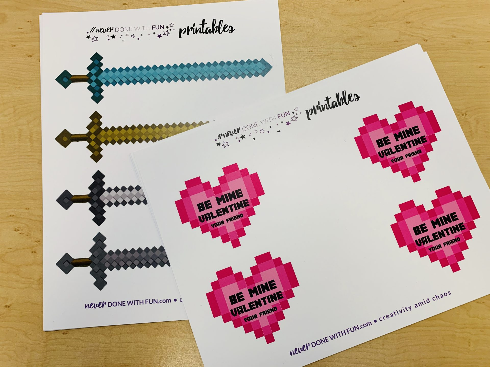 Minecraft Valentine Free Printable - #Neverdonewithfun throughout Free Minecraft Valentine Printables
