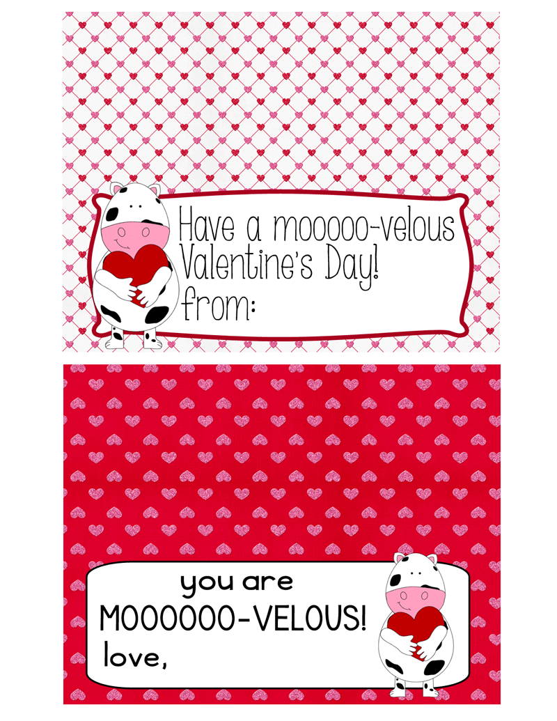 Moo-Velous Valentine Snacks + Free Printable for Free Printable Cow Valentines