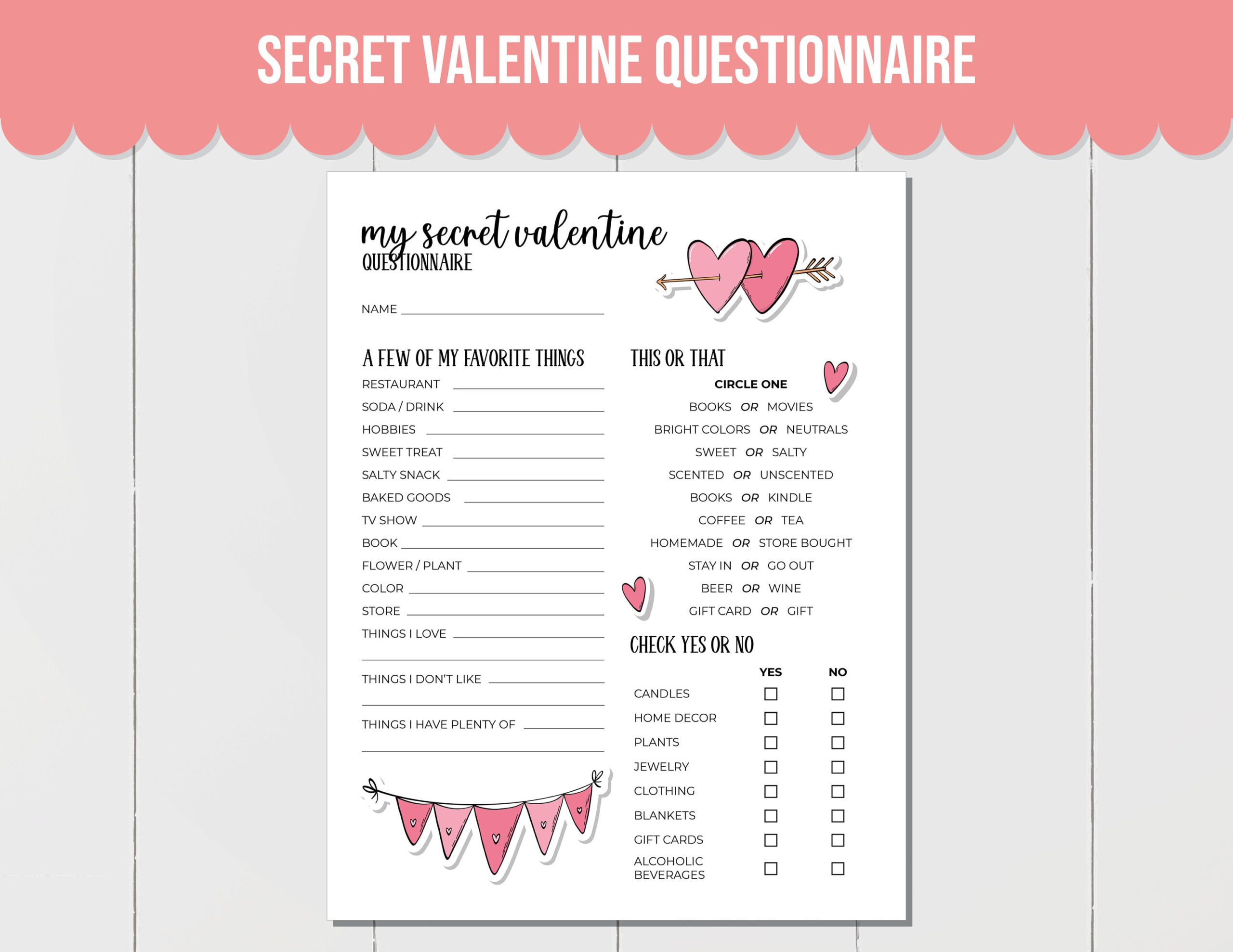 My Secret Valentine Gift Exchange Questionnaire, Gift Exchange intended for Secret Valentine Questionnaire Free Printable