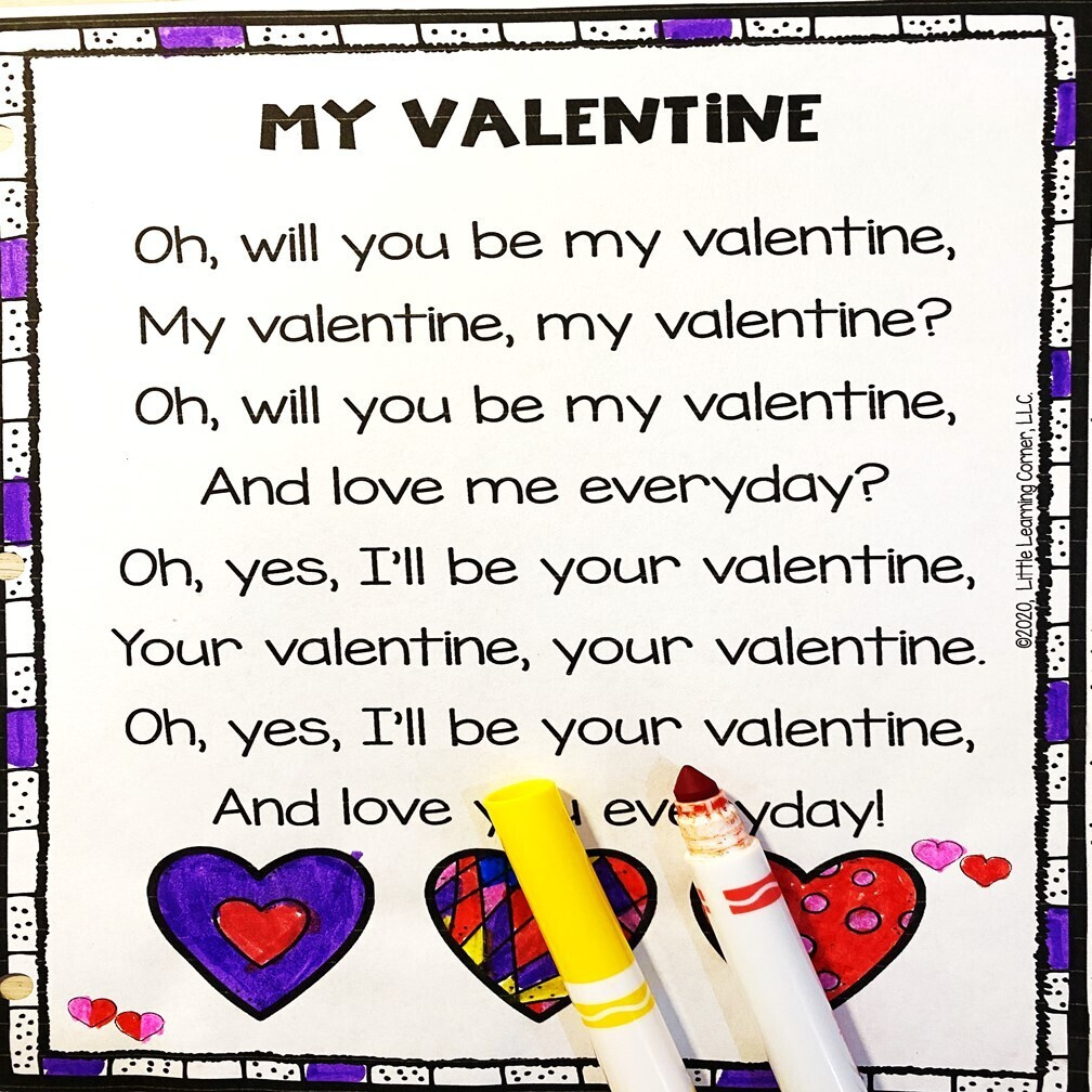 My Valentine Poem with Printable Valentines Day Poems