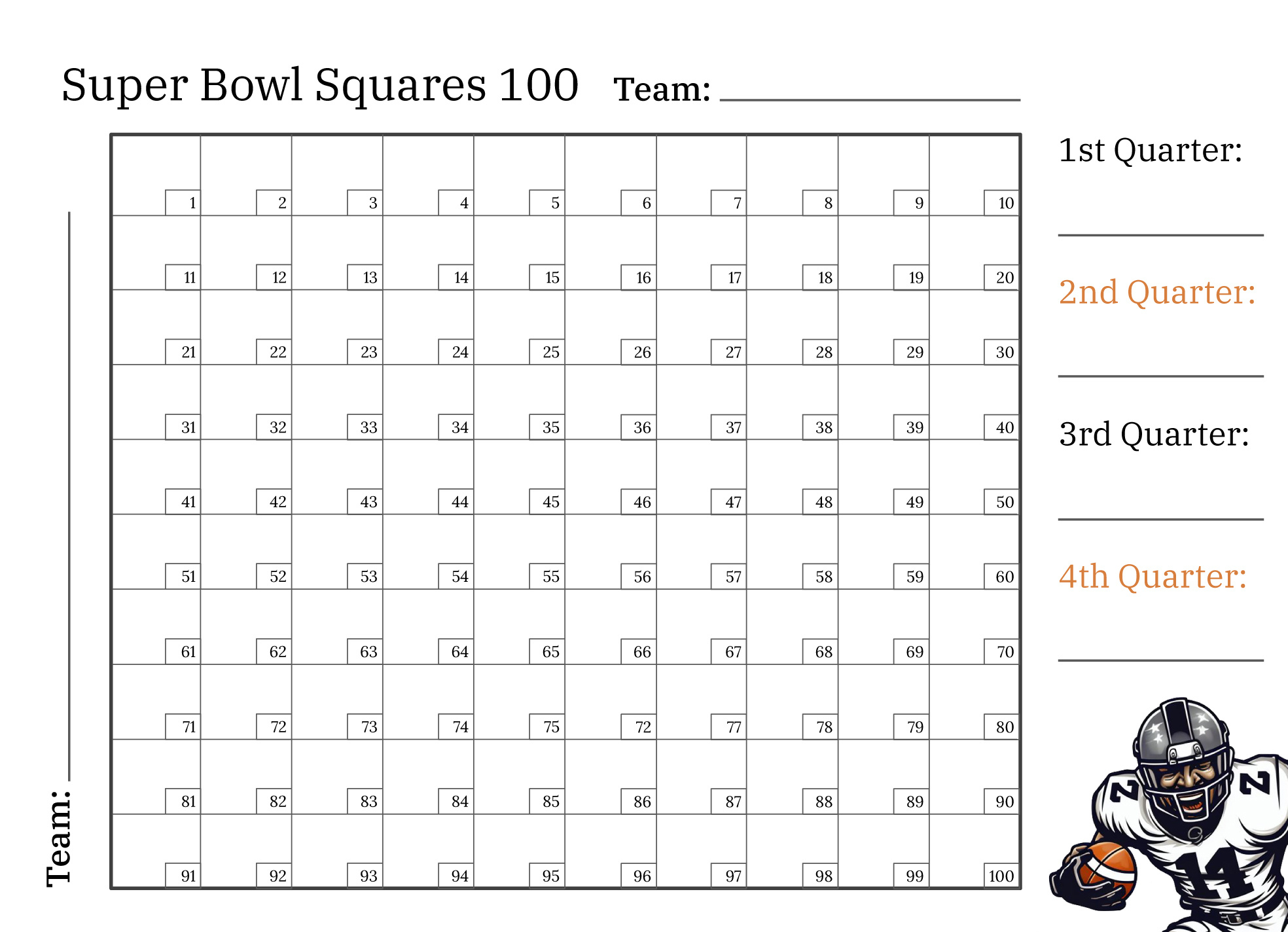 Nfl Football Squares Free Google Docs Template - Gdoc.io regarding Super Bowl Boxes Printable With Numbers