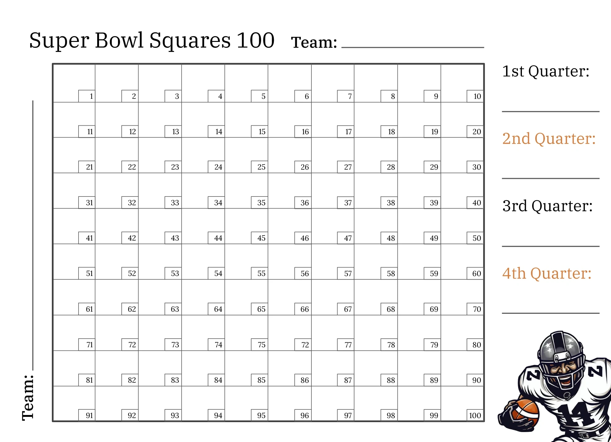 Nfl Football Squares Free Google Docs Template - Gdoc.io with regard to Super Bowl Squares With Numbers Printable
