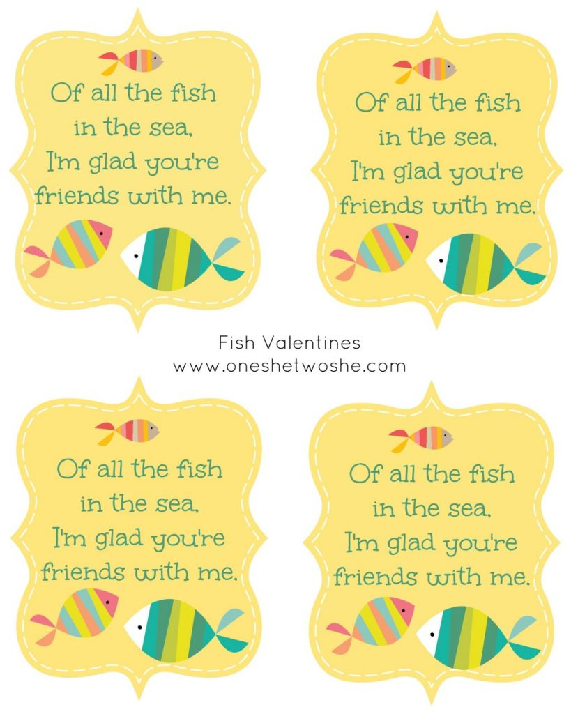 Of All The Fish In The Sea' - Fish Valentine Printable throughout Free Printable Fish Valentines