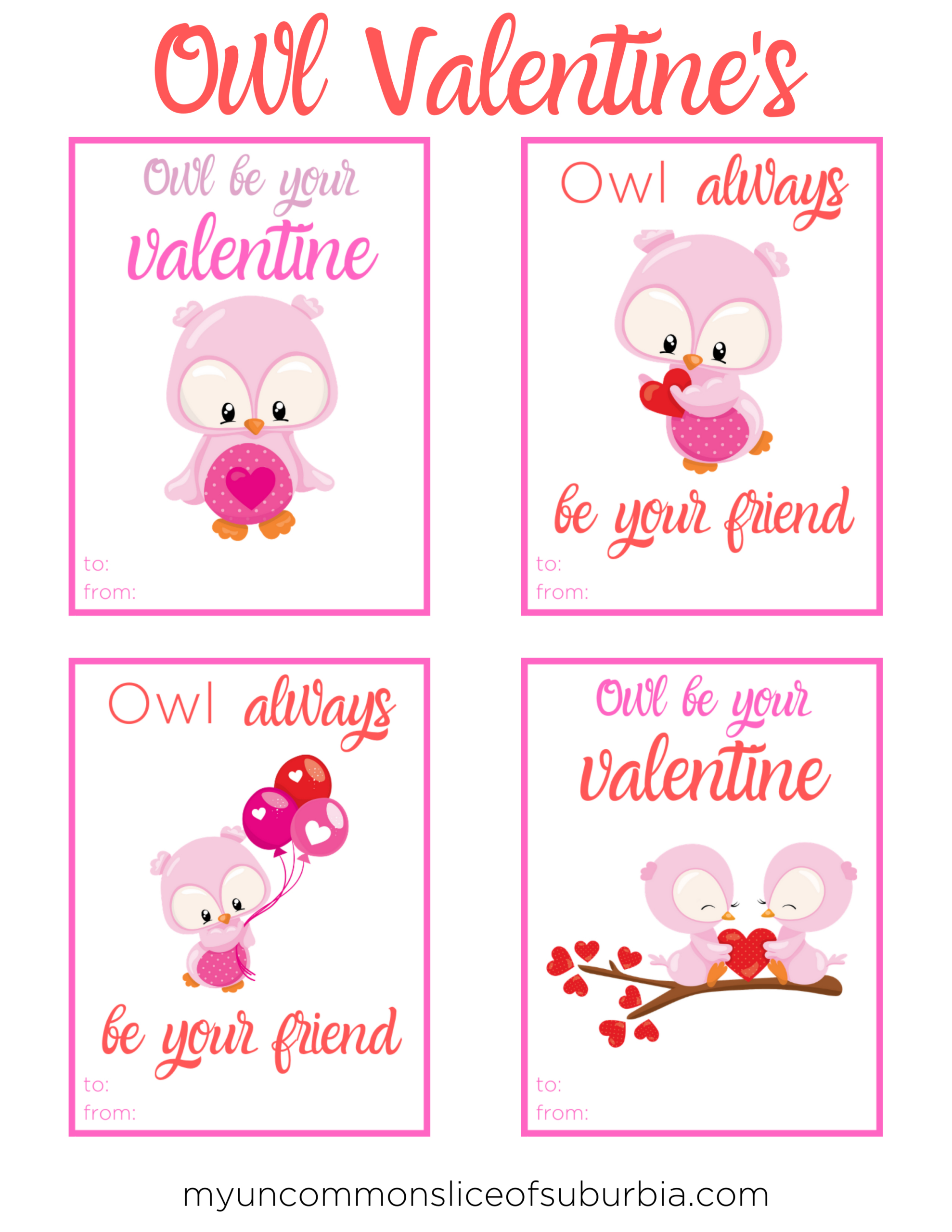 Owl Valentine Cards Free Printable - My Uncommon Slice Of Suburbia for Printable Valentine Sentiments