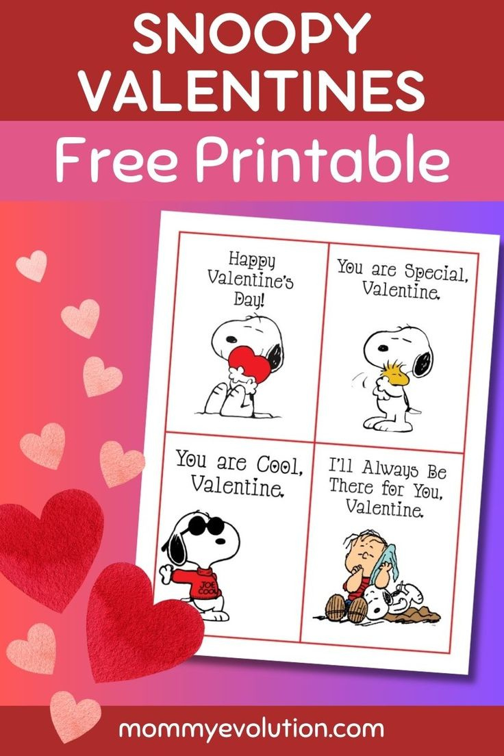 Peanuts Valentine Free Printable Cards Featuring Snoopy for Printable Snoopy Valentines Day Cards