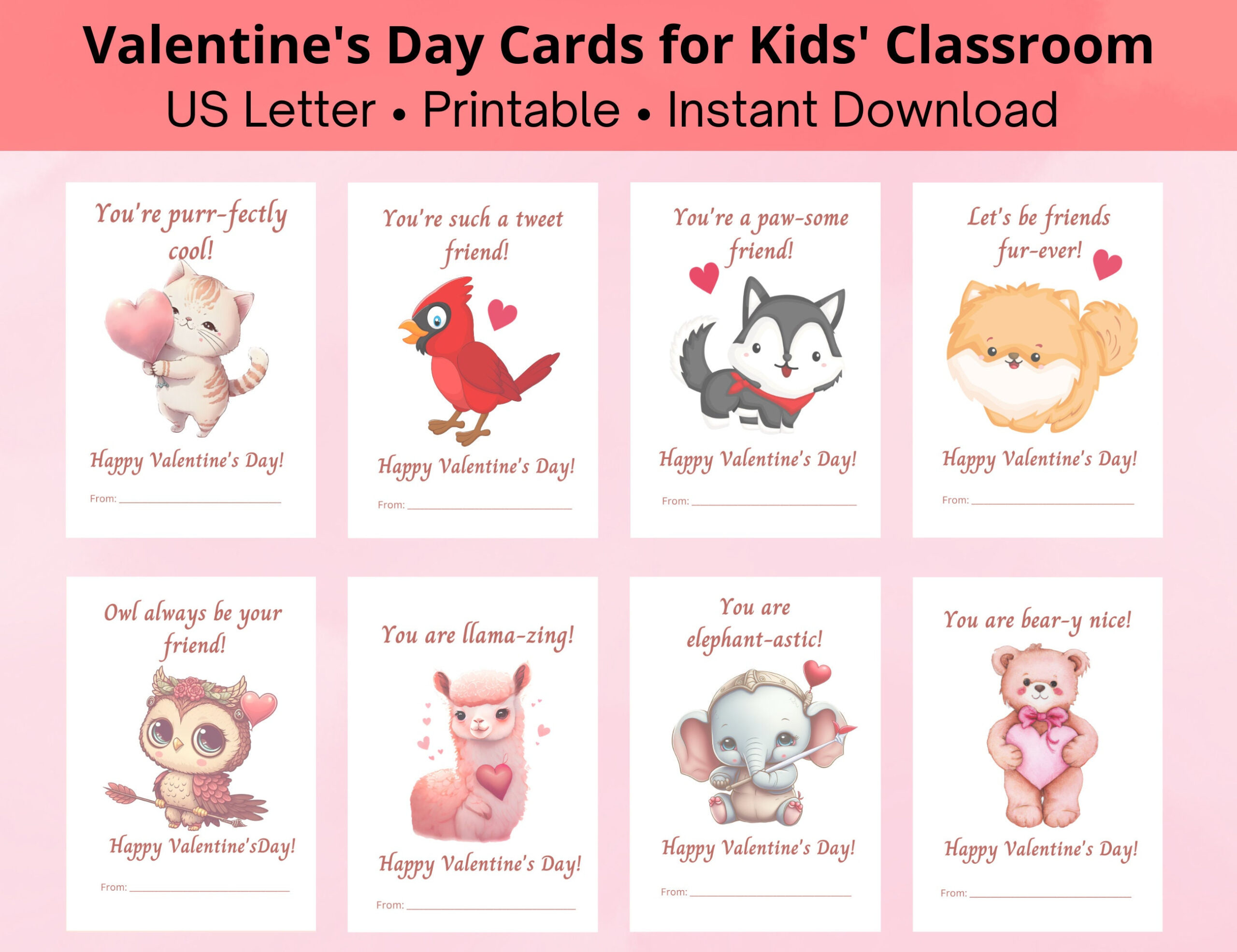Printable Animal Valentine'S Day Cards For Kids; Cute Animal with regard to Printable Valentine Cards For Kids