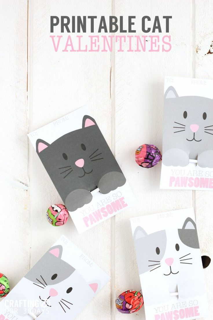 Printable Cat Valentine Day Cards pertaining to Free Printable Cat Valentines
