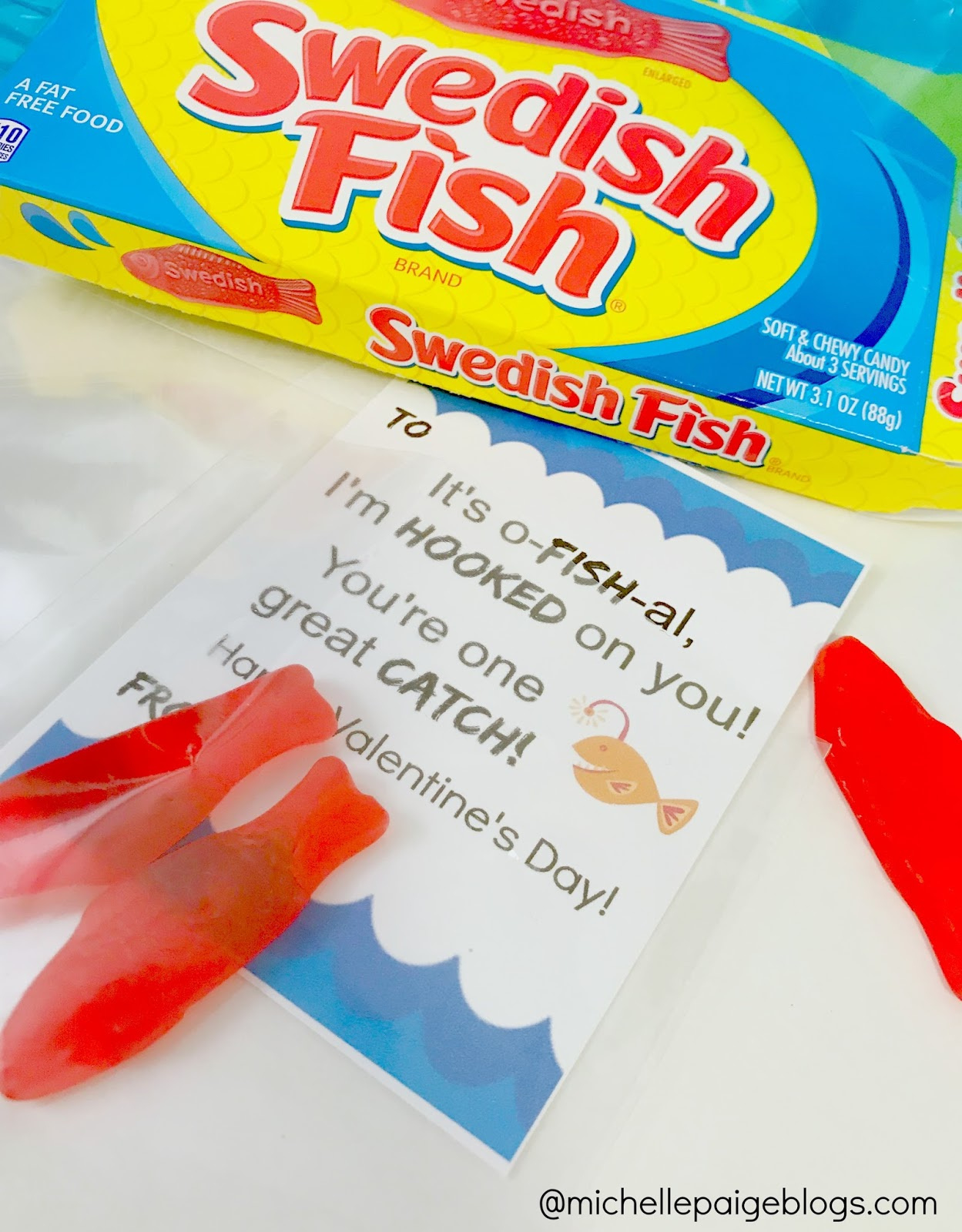 Printable Fish Pun Valentines | Michelle Paige Blogs in Swedish Fish Valentines Printable