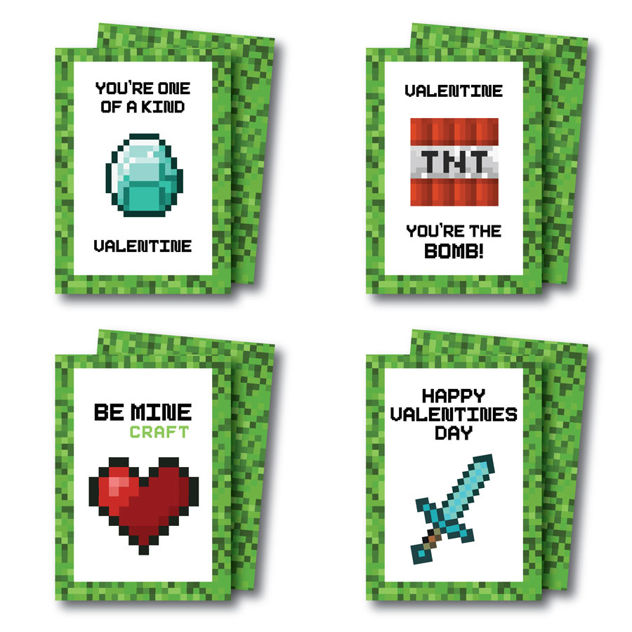 Printable Minecraft Valentines Cards with Minecraft Valentines Cards Printable