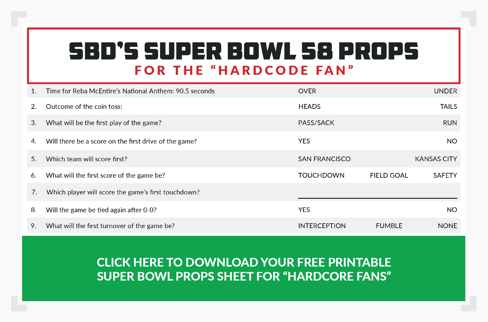Printable Super Bowl 58 Props Sheet - Download The 2024 Pdf &amp;amp; Play with Super Bowl Prop Bets For Kids Printable