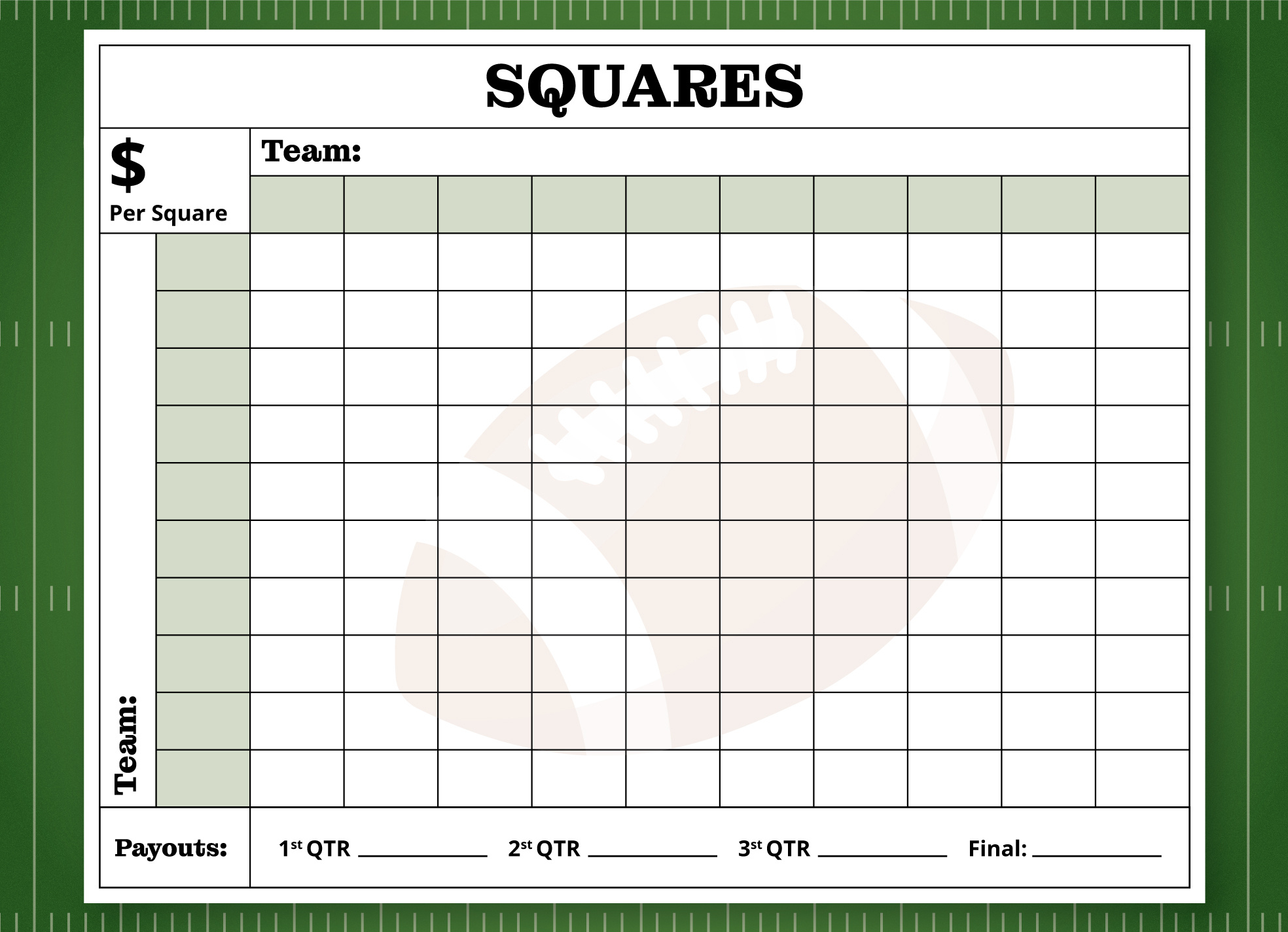 Printable Super Bowl Squares Free Google Docs Template - Gdoc.io in Printable Super Bowl Squares Fundraiser