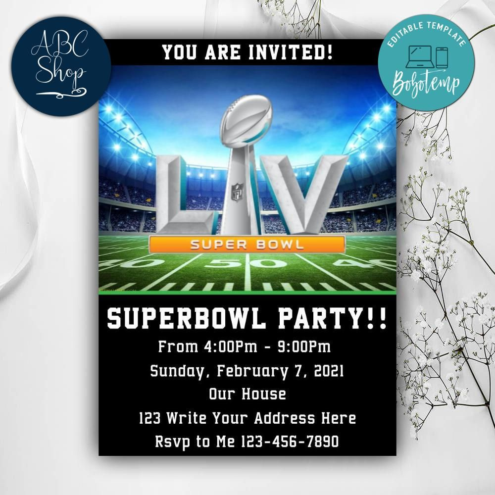 Printable Superbowl Party Invitation Instant Download | Bobotemp Shop throughout Free Printable Super Bowl Party Invitations Templates Free