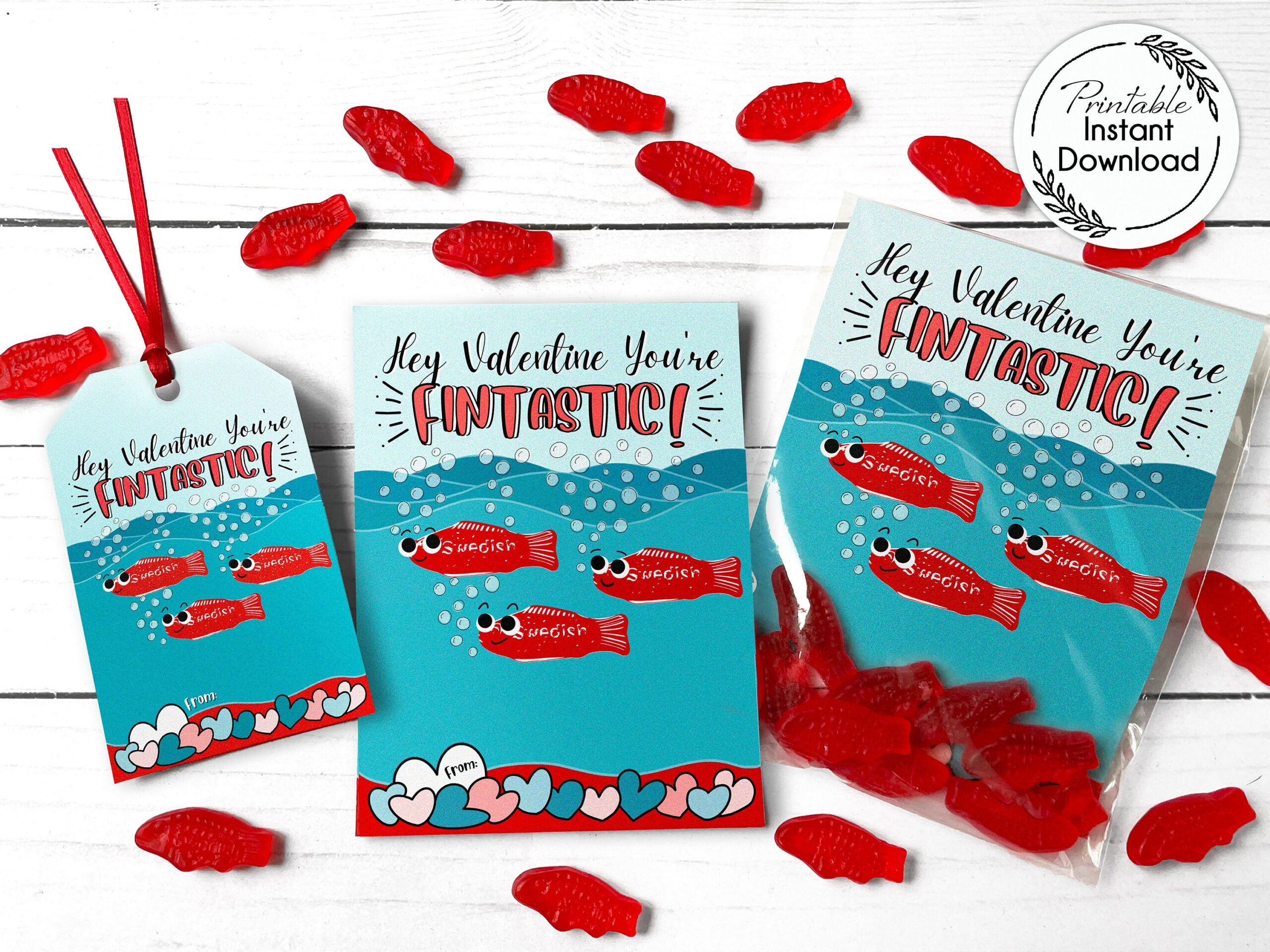 Printable Valentine Card, Swedish Fish Valentine Card, Printable in Swedish Fish Valentines Printable